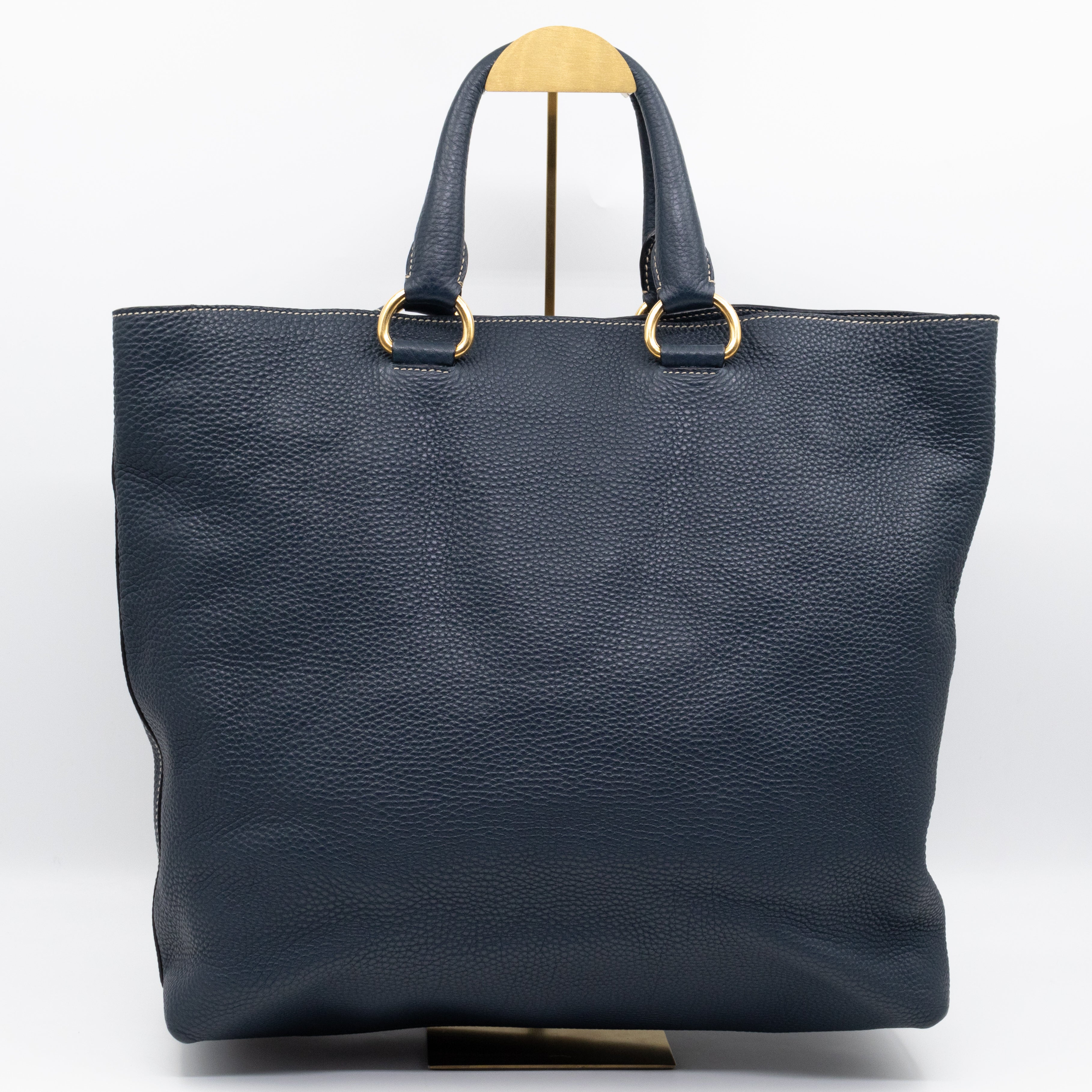 Shopper Tote Blue Leather