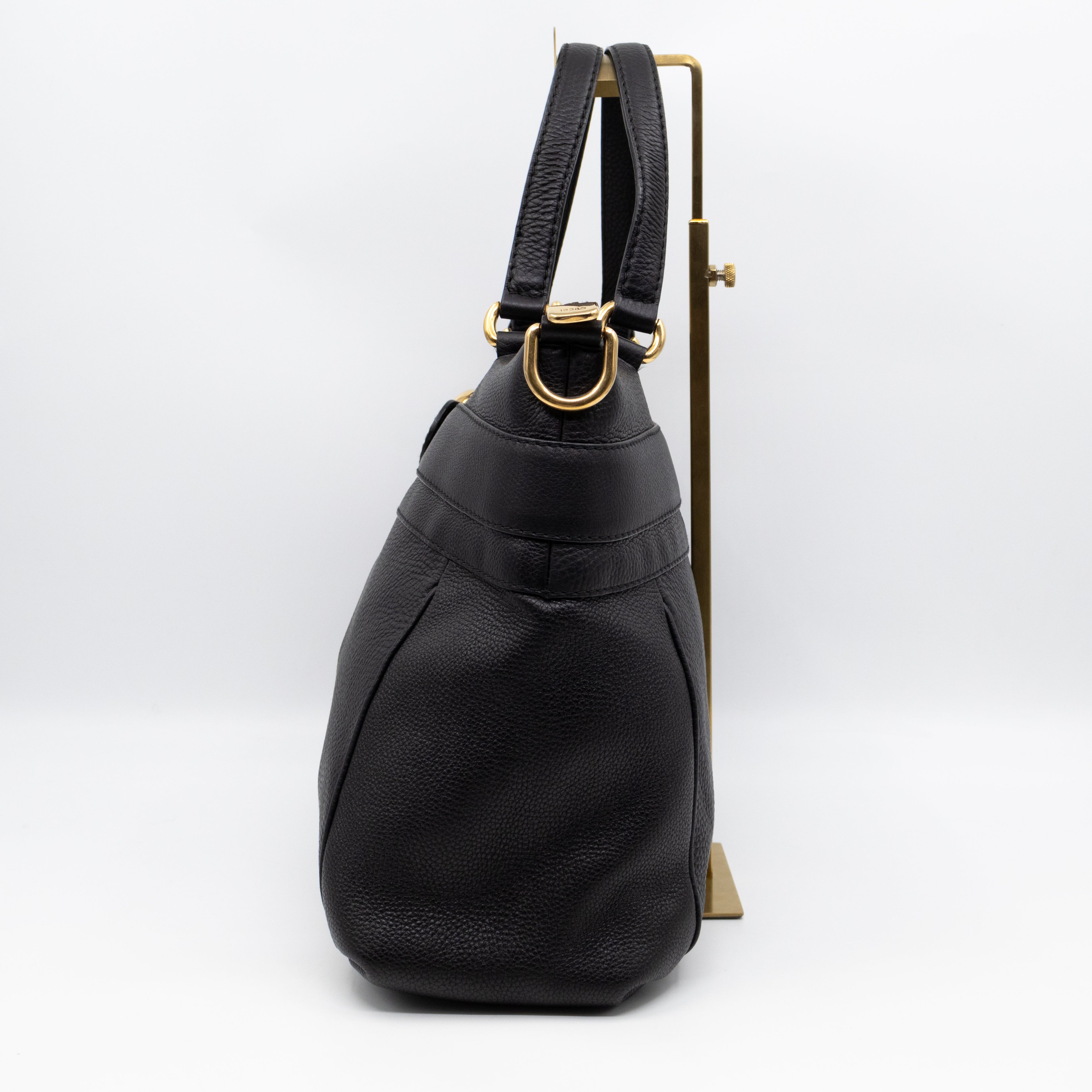 Ride Top Handle Tote Bag Black Pebbled Calfskin Leather