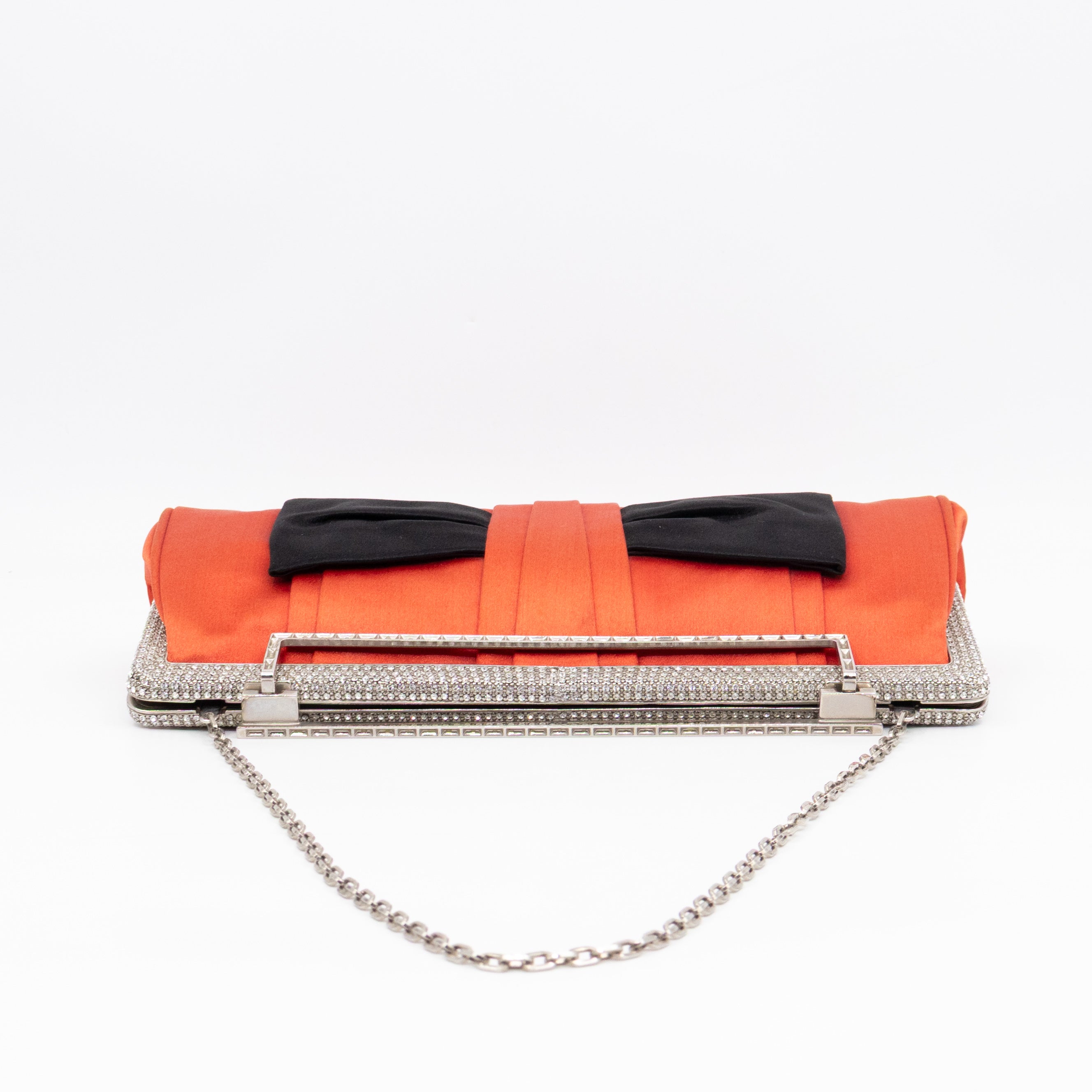 Crystal Satin Evening Clutch Bag Red Satin