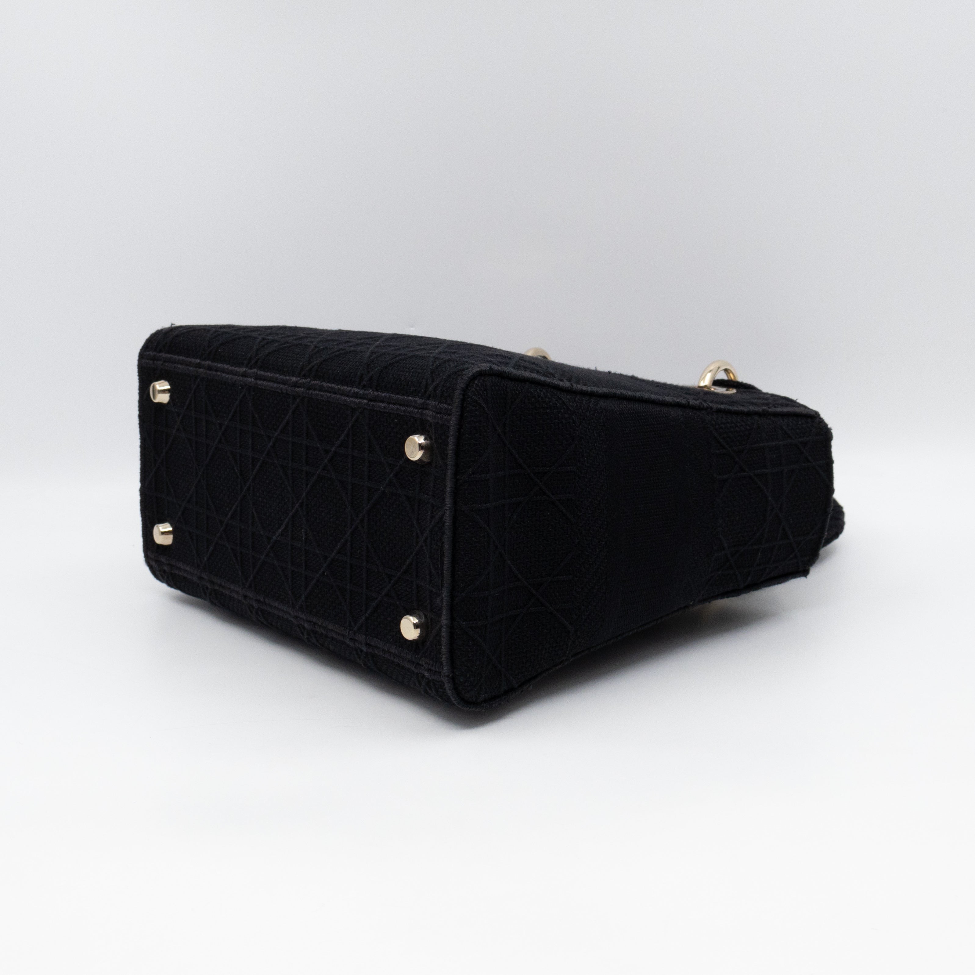 Lady D-Lite Medium Black Canvas Embroidery Cannage