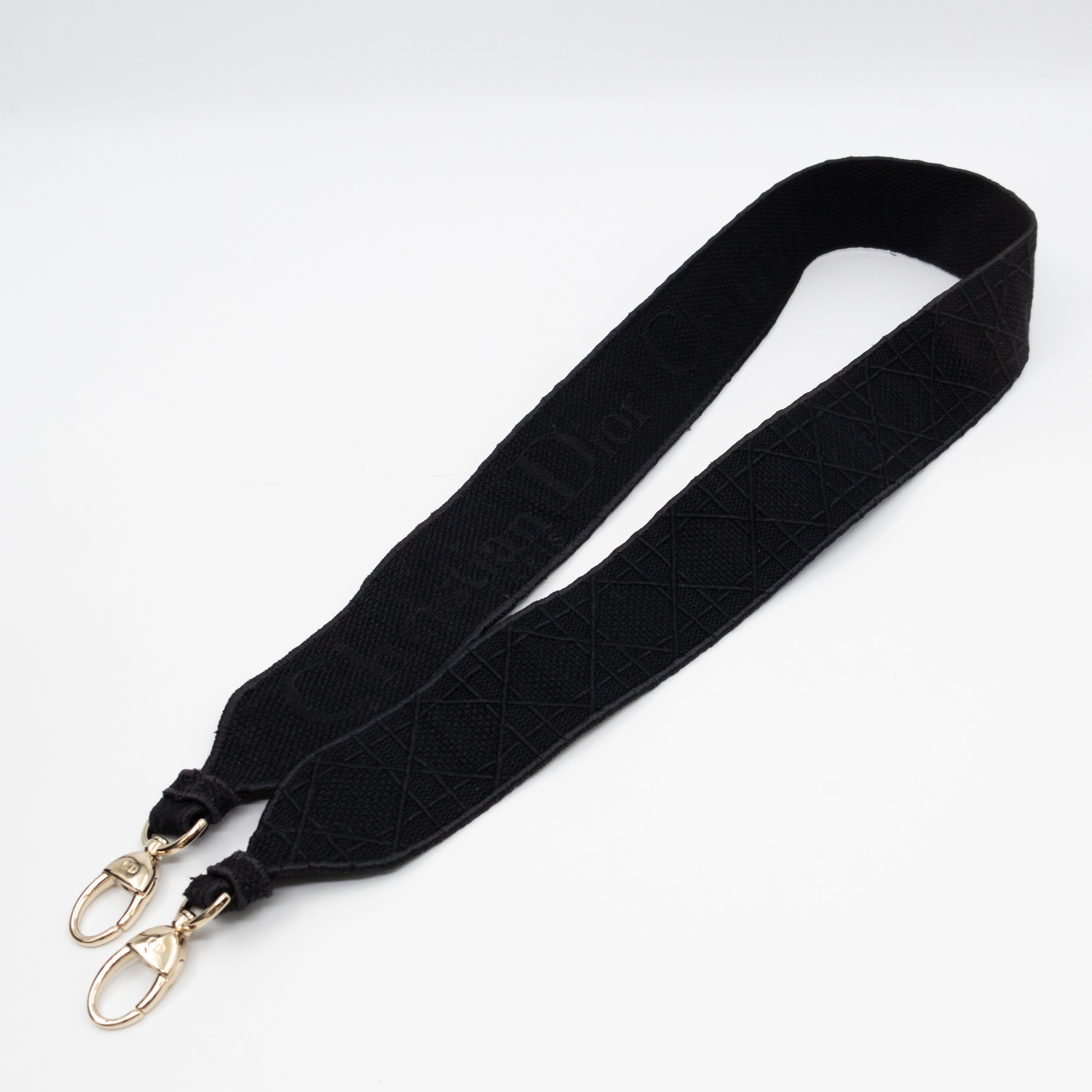 Lady D-Lite Medium Black Canvas Embroidery Cannage