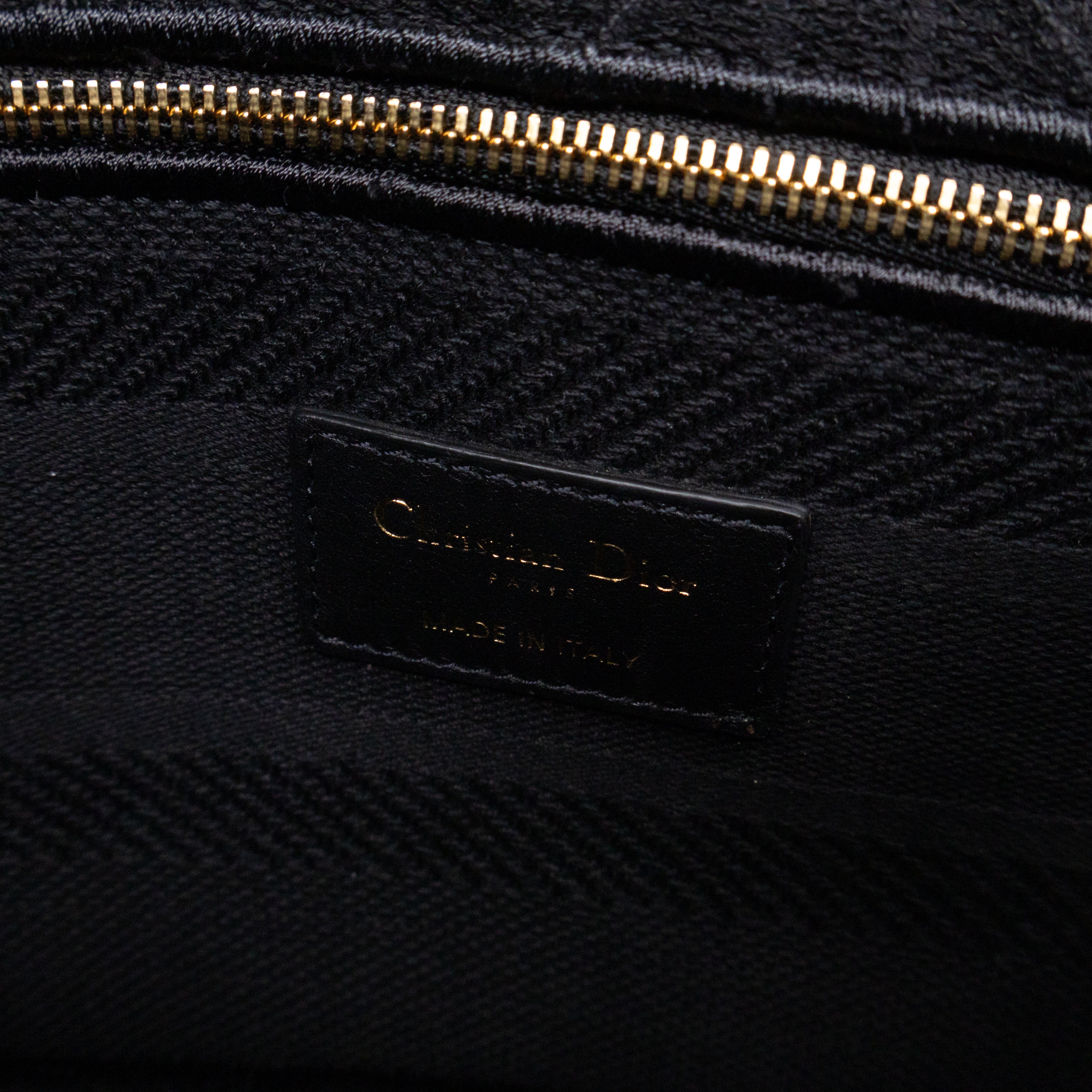 Lady D-Lite Medium Black Canvas Embroidery Cannage