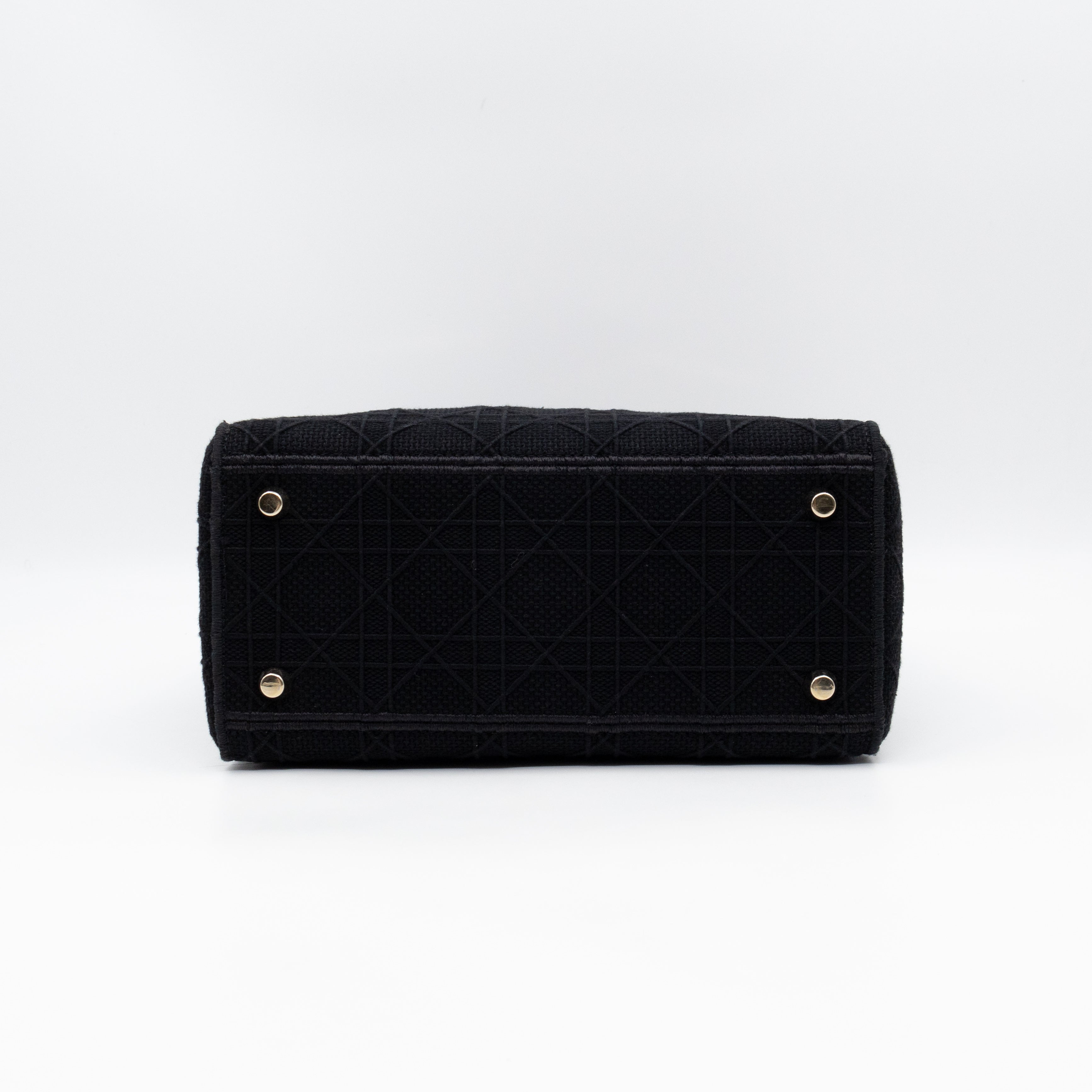 Lady D-Lite Medium Black Canvas Embroidery Cannage