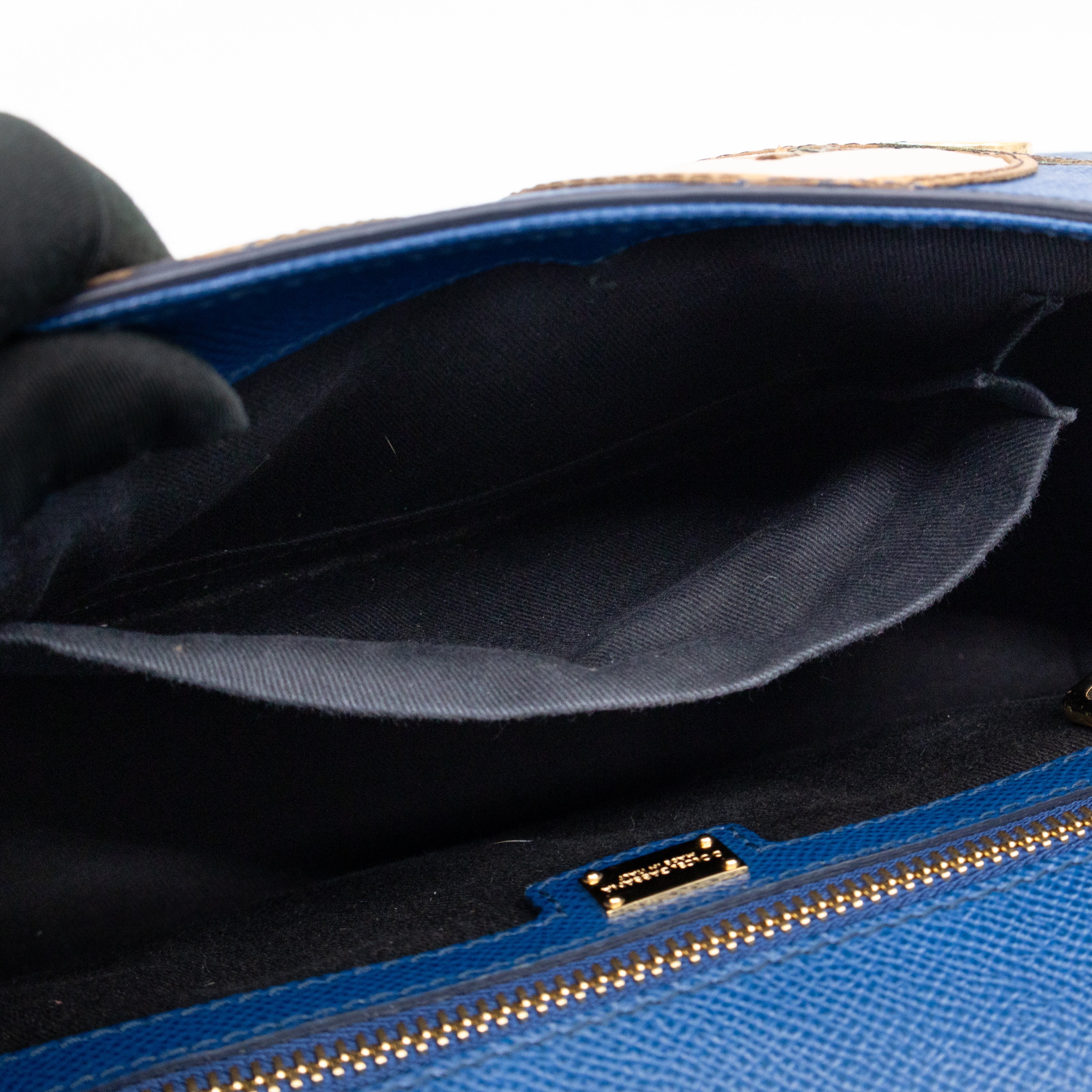 Sicily Medium Drummer Print Blue Leather