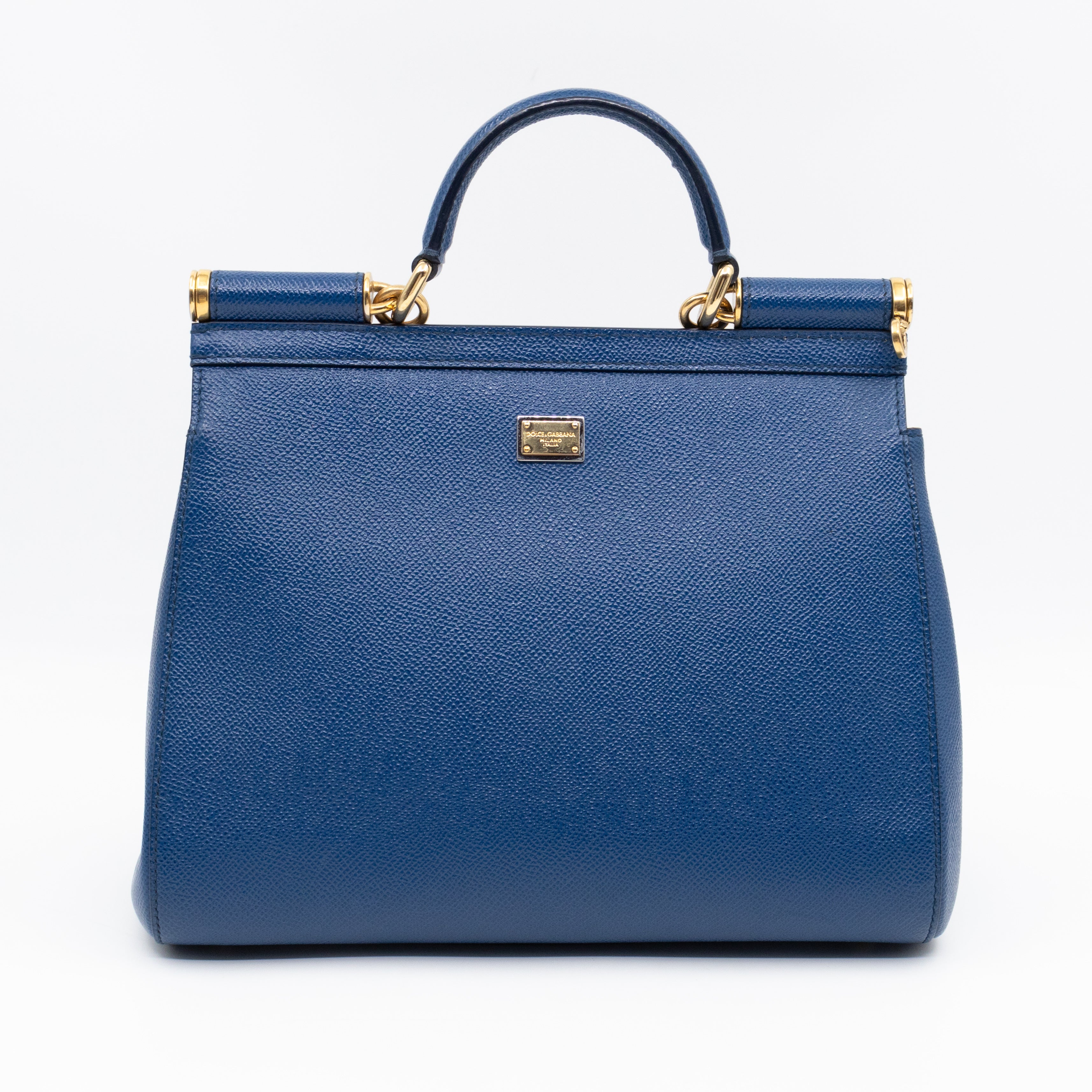 Sicily Medium Drummer Print Blue Leather