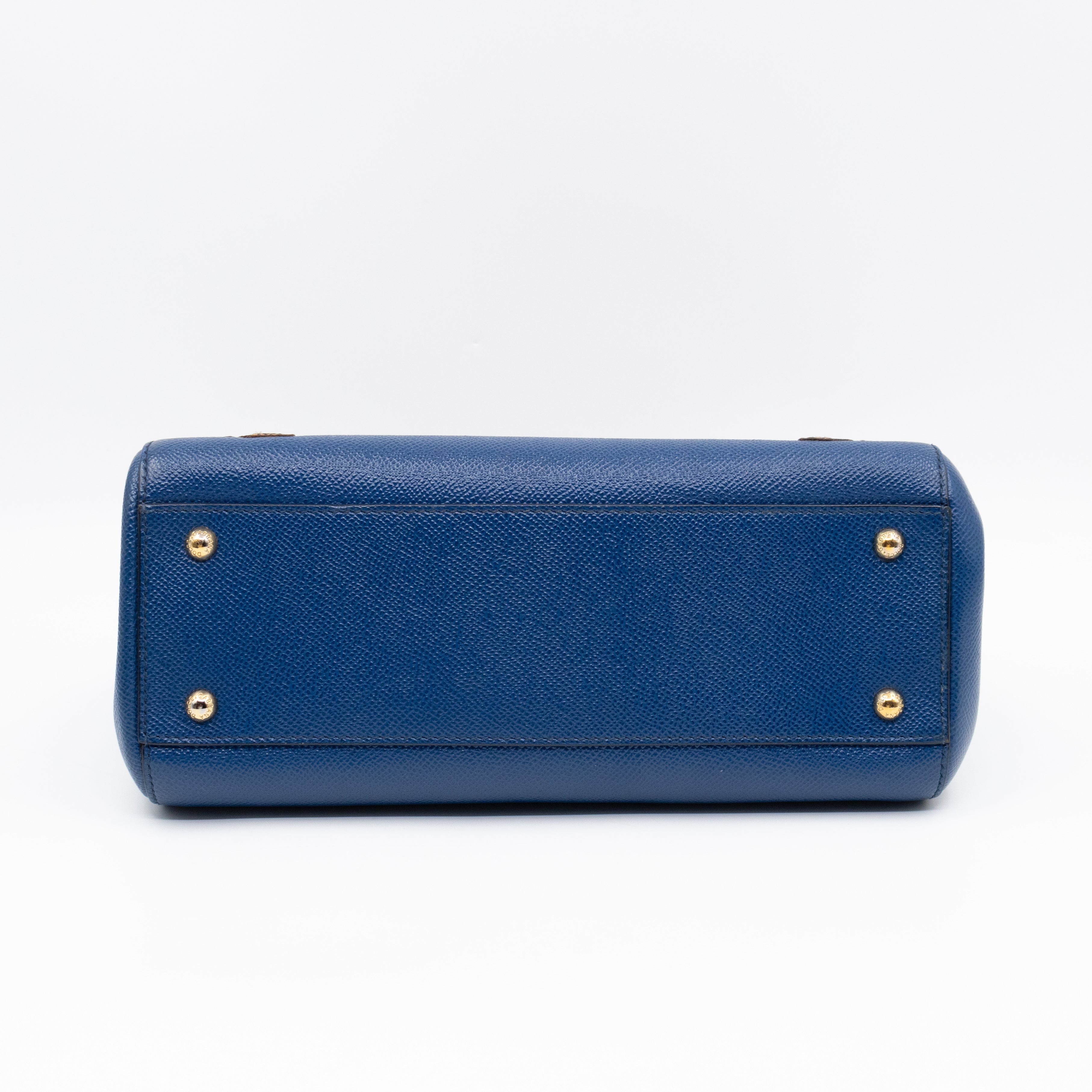 Sicily Medium Drummer Print Blue Leather