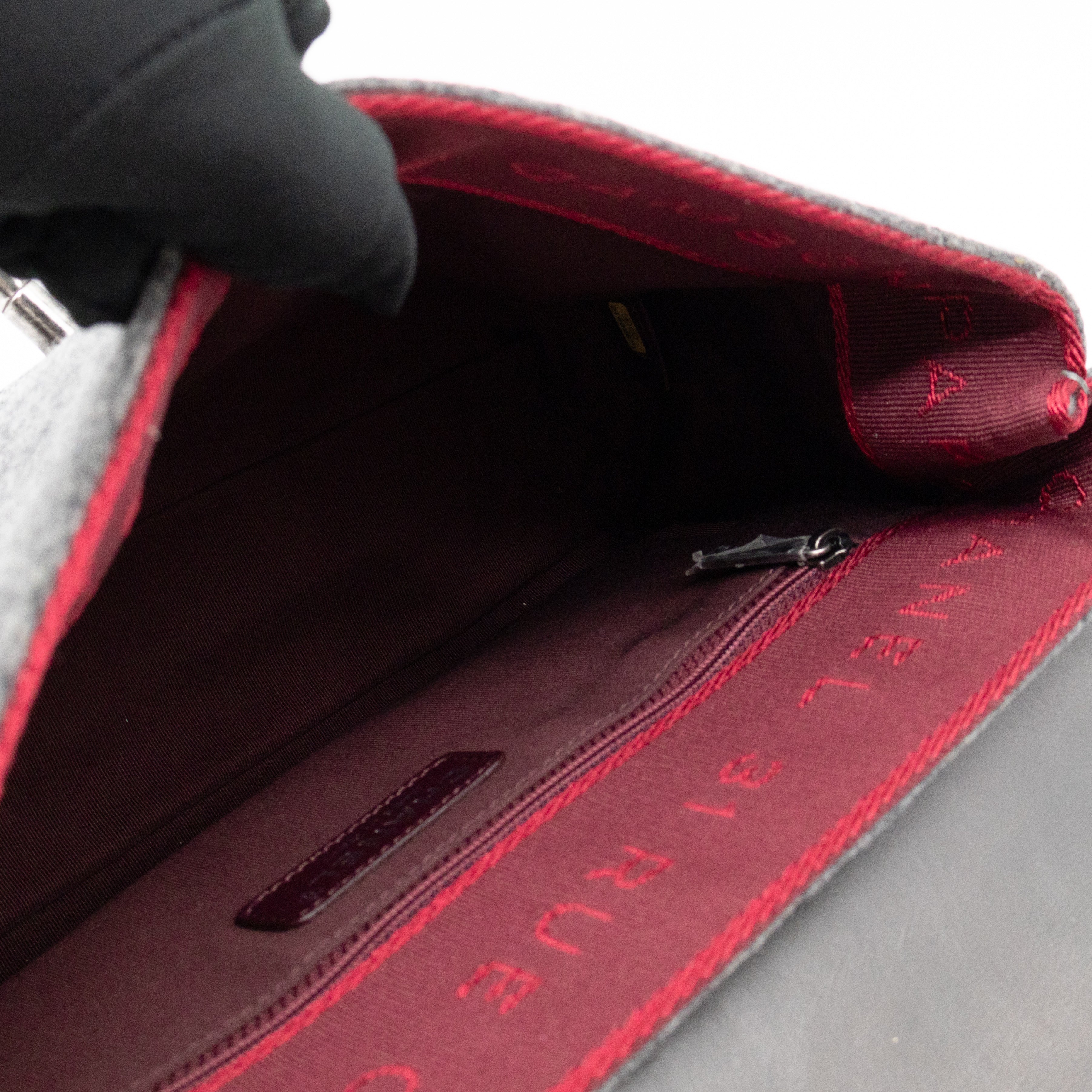 Edelweiss Flower Flap Bag Grey Glazed Calfskin & Felt