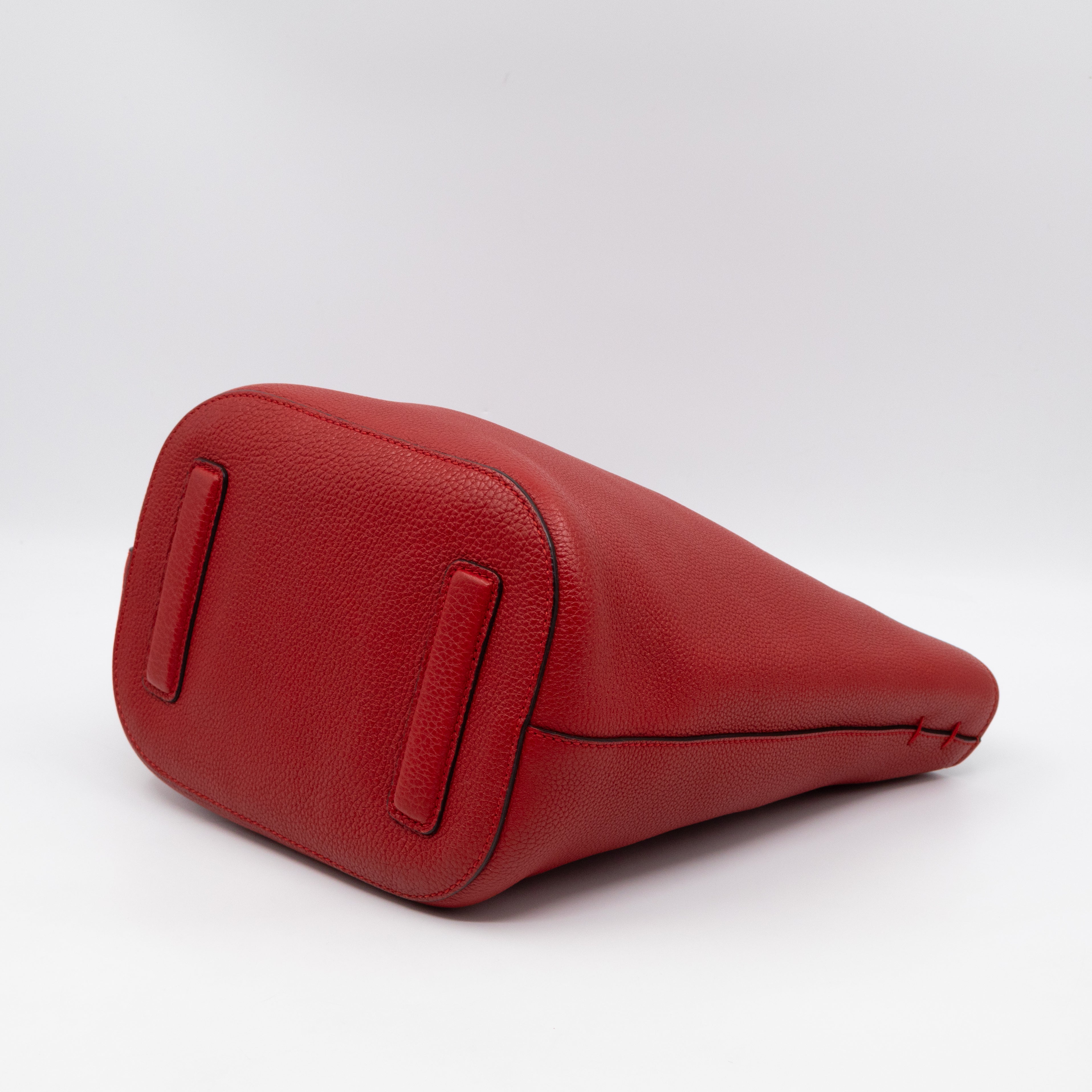 Small Jackie Soft Bucket Bag Red Leather