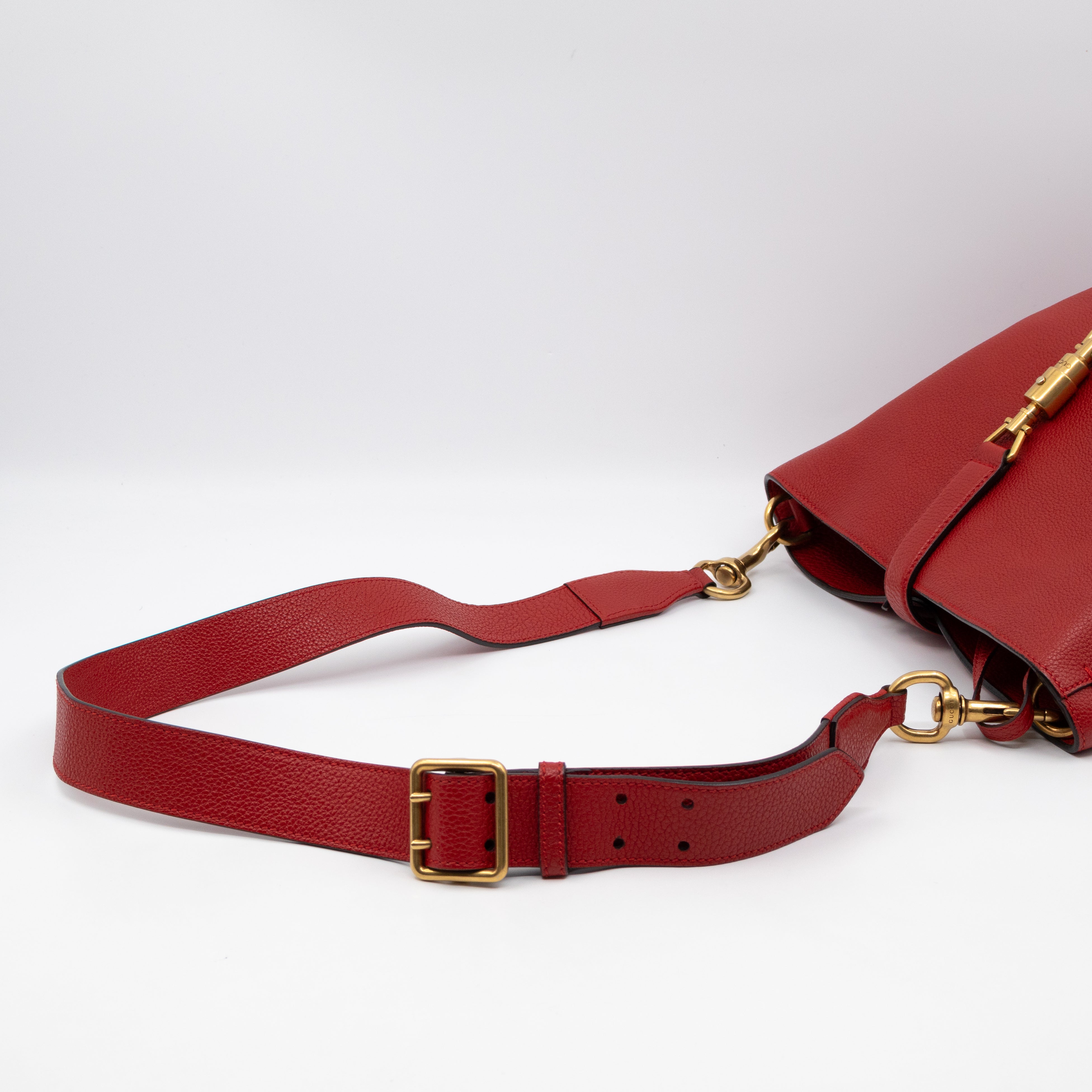Small Jackie Soft Bucket Bag Red Leather