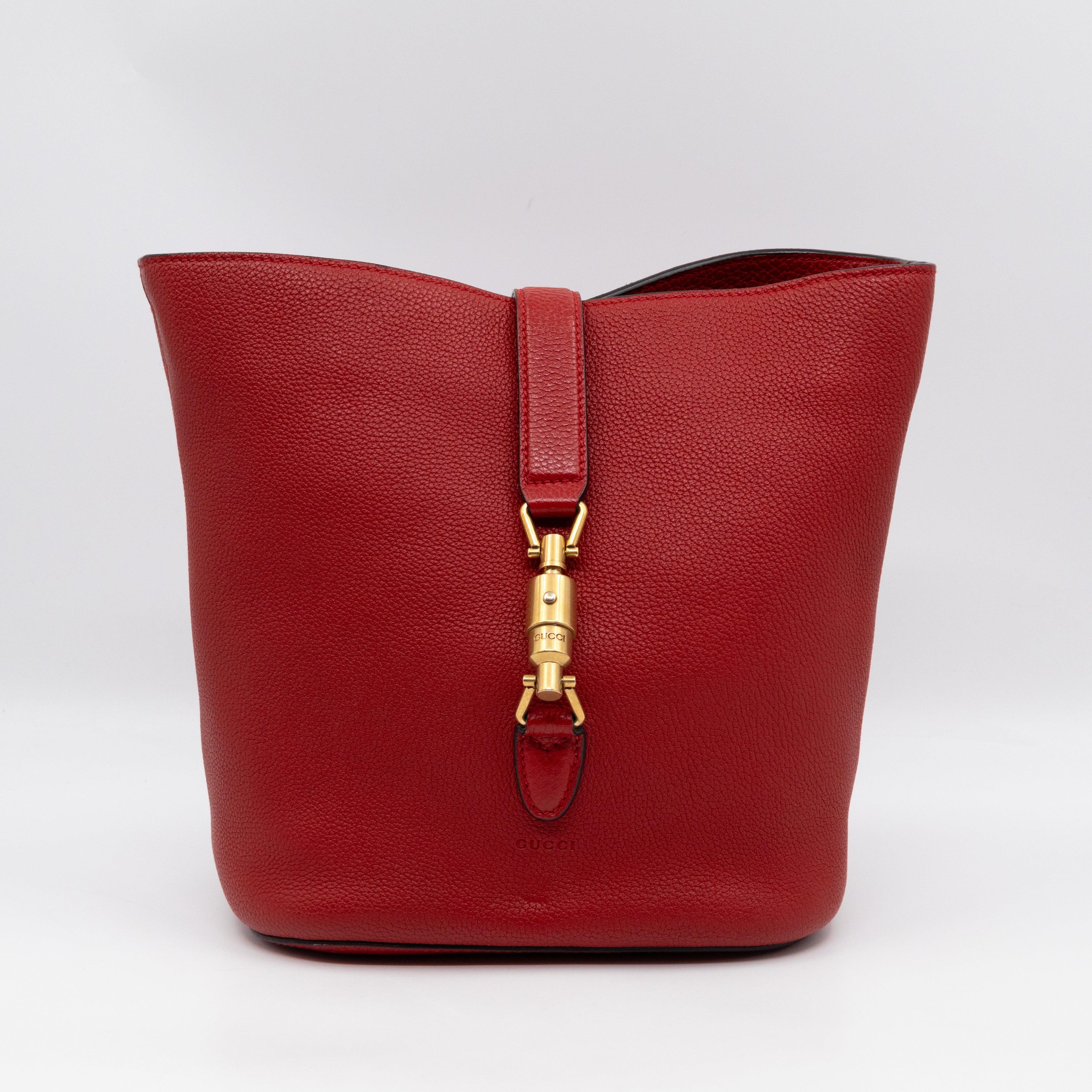 Small Jackie Soft Bucket Bag Red Leather