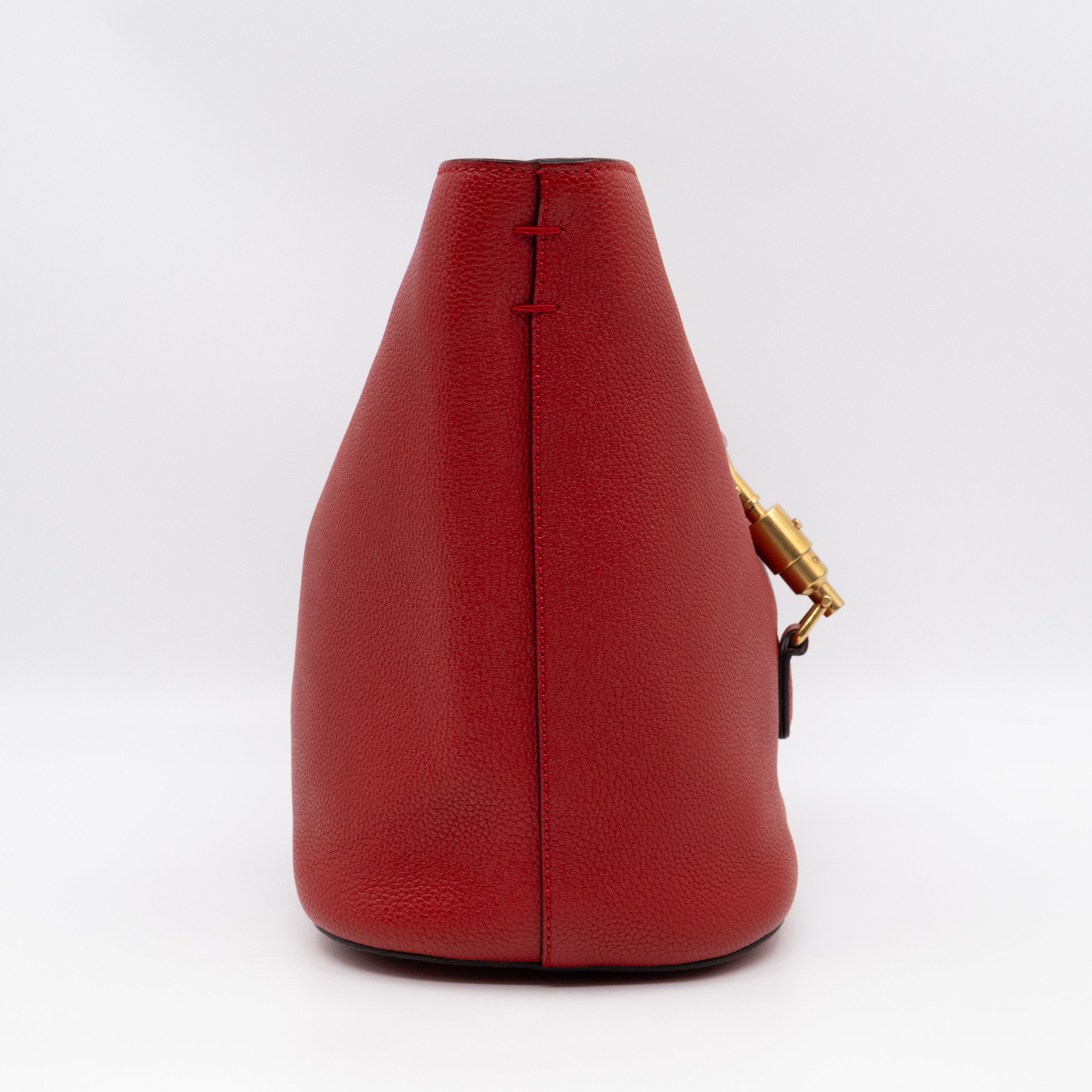 Small Jackie Soft Bucket Bag Red Leather