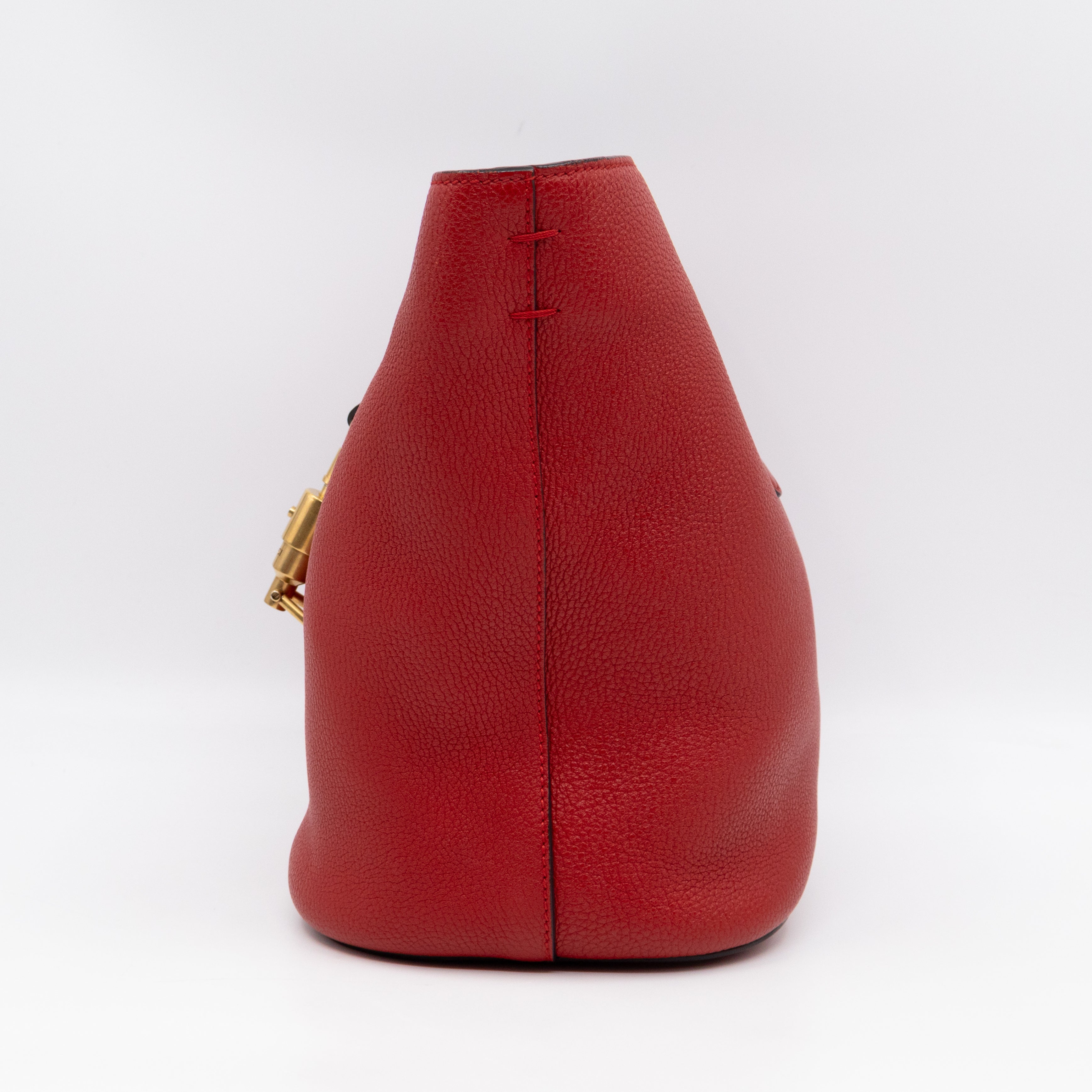 Small Jackie Soft Bucket Bag Red Leather