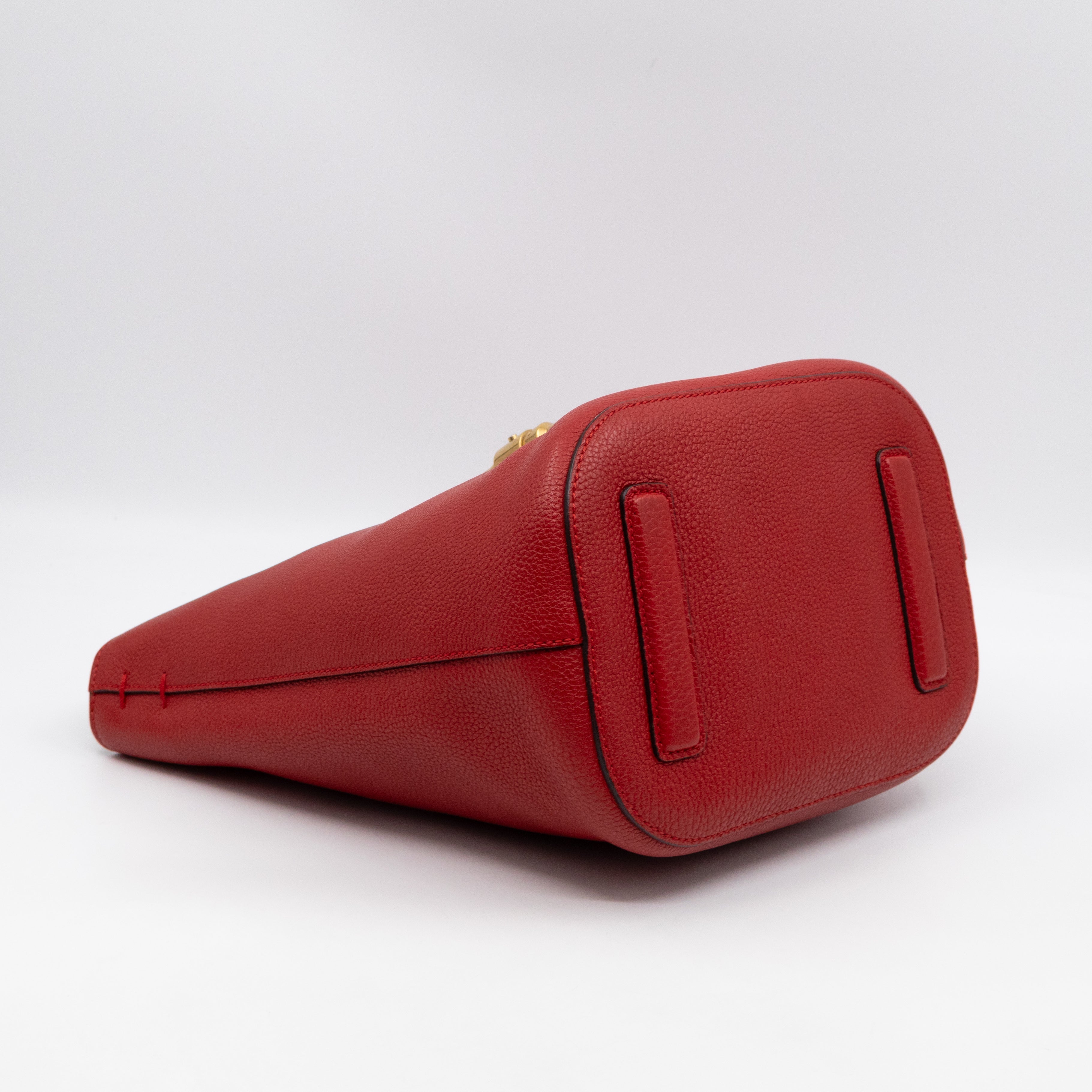 Small Jackie Soft Bucket Bag Red Leather