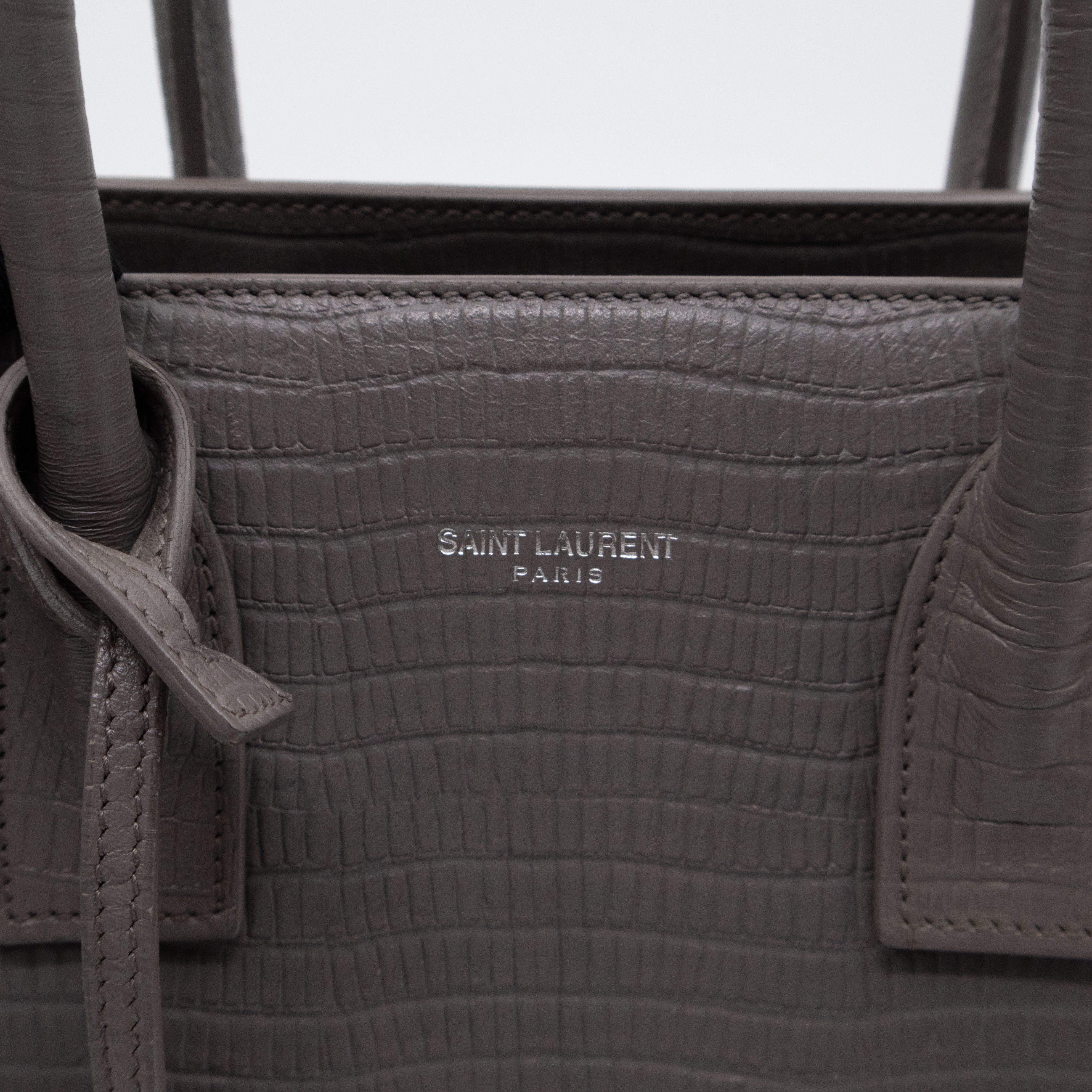 Sac de Jour Baby Gray Lizard Embossed Leather