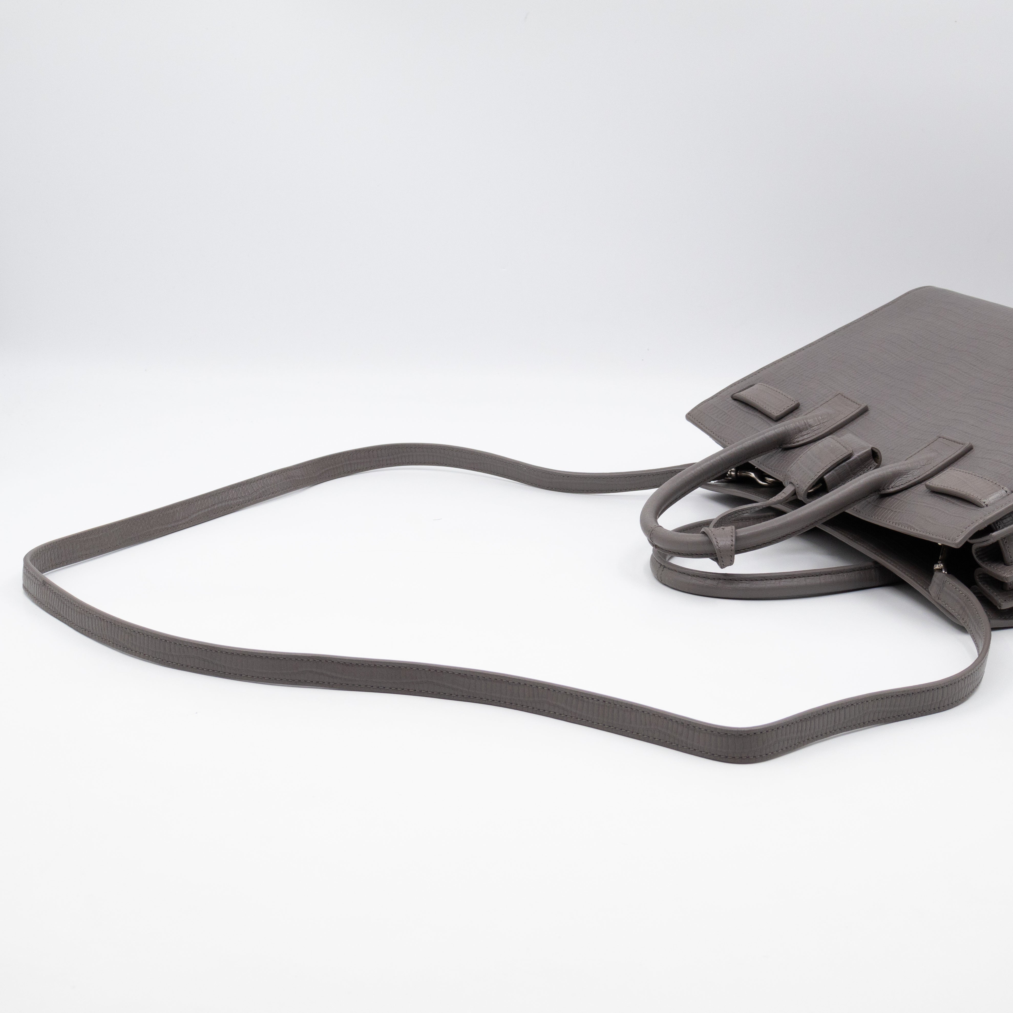 Sac de Jour Baby Gray Lizard Embossed Leather
