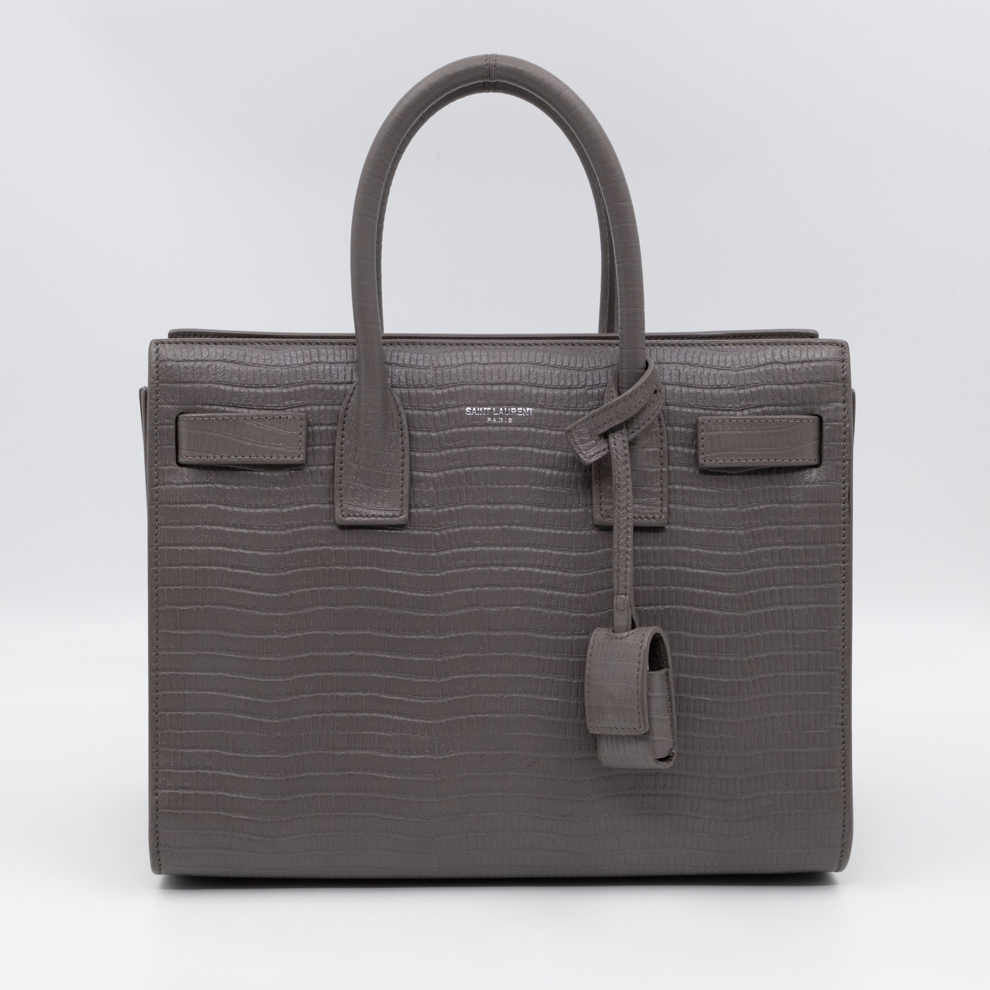 Sac de Jour Baby Gray Lizard Embossed Leather
