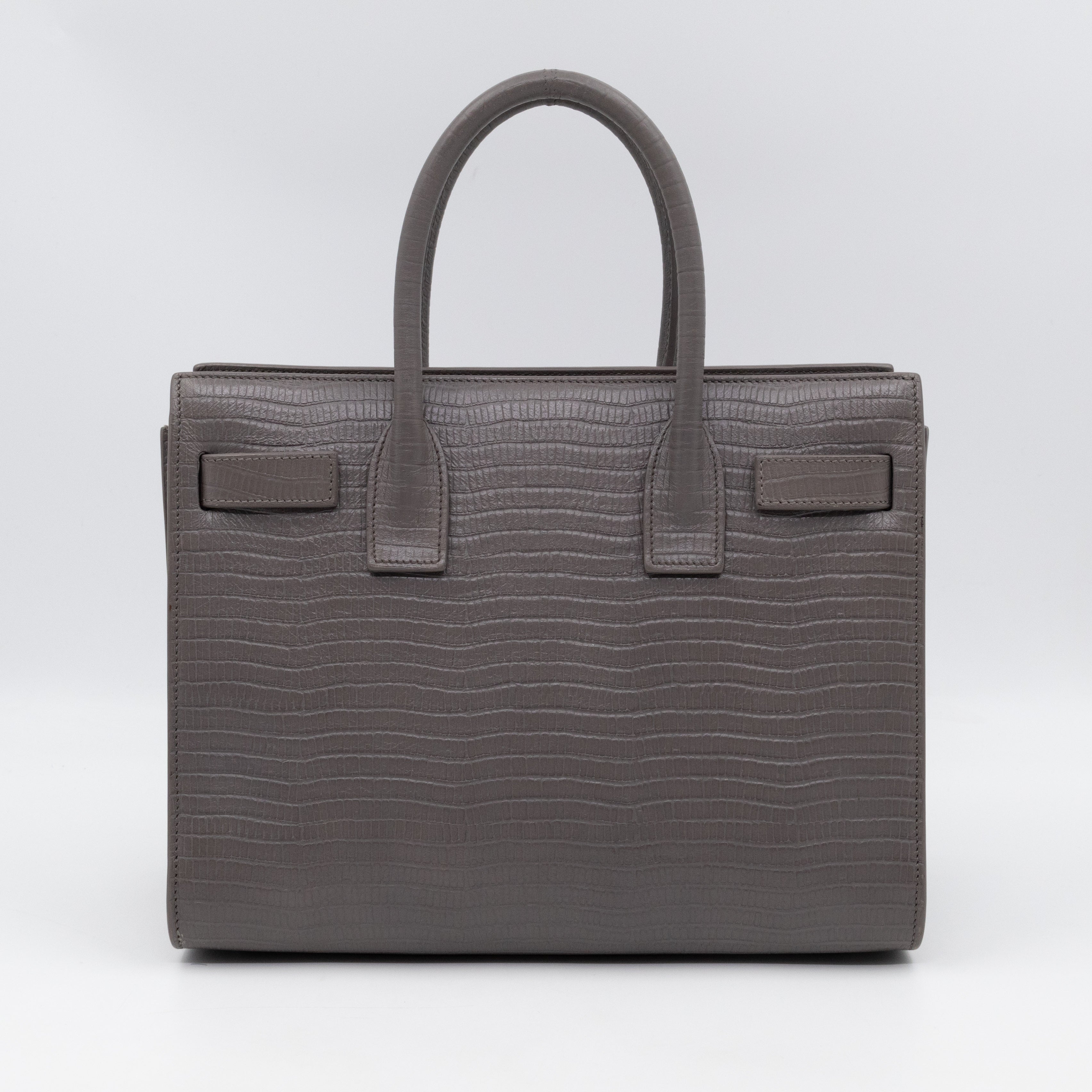 Sac de Jour Baby Gray Lizard Embossed Leather
