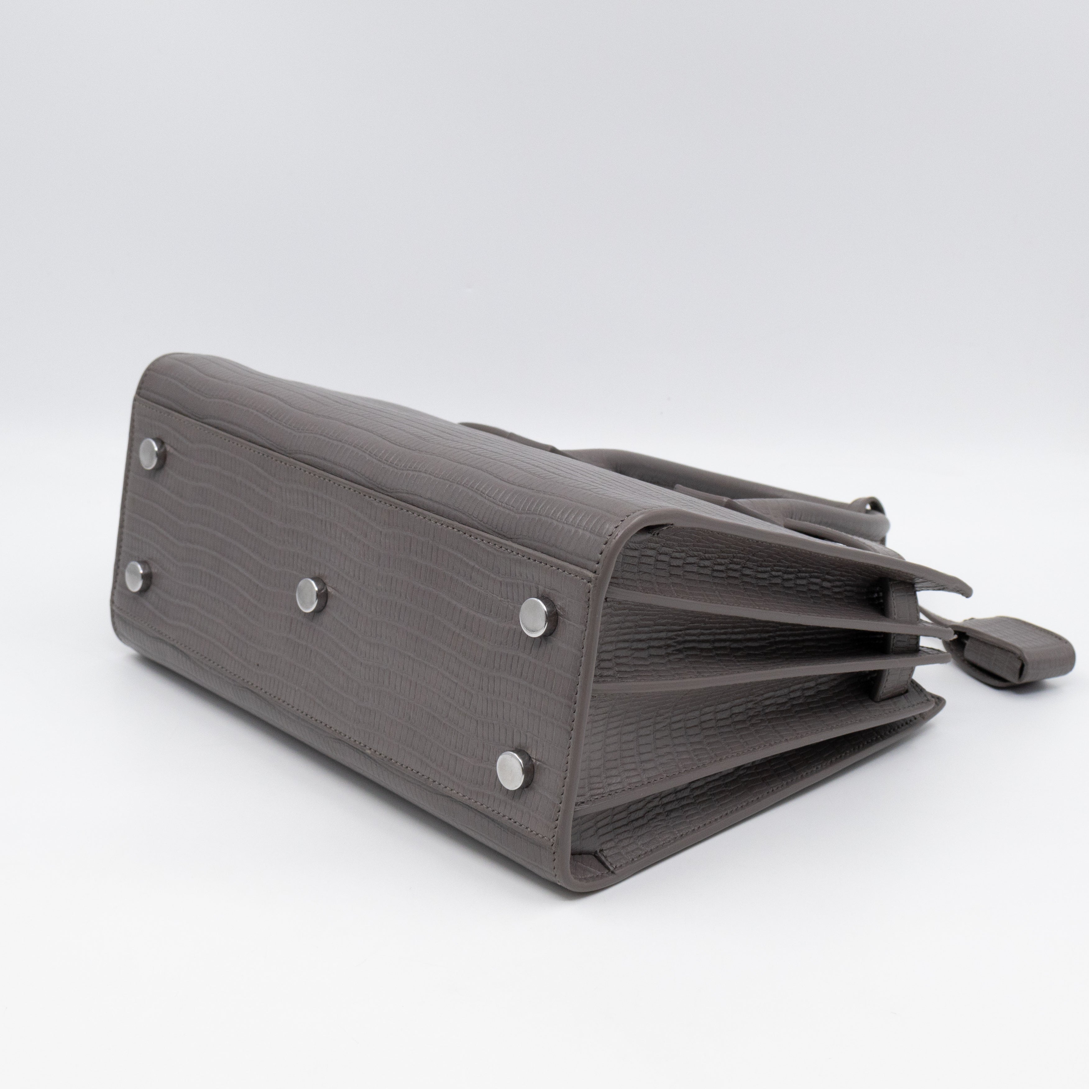 Sac de Jour Baby Gray Lizard Embossed Leather