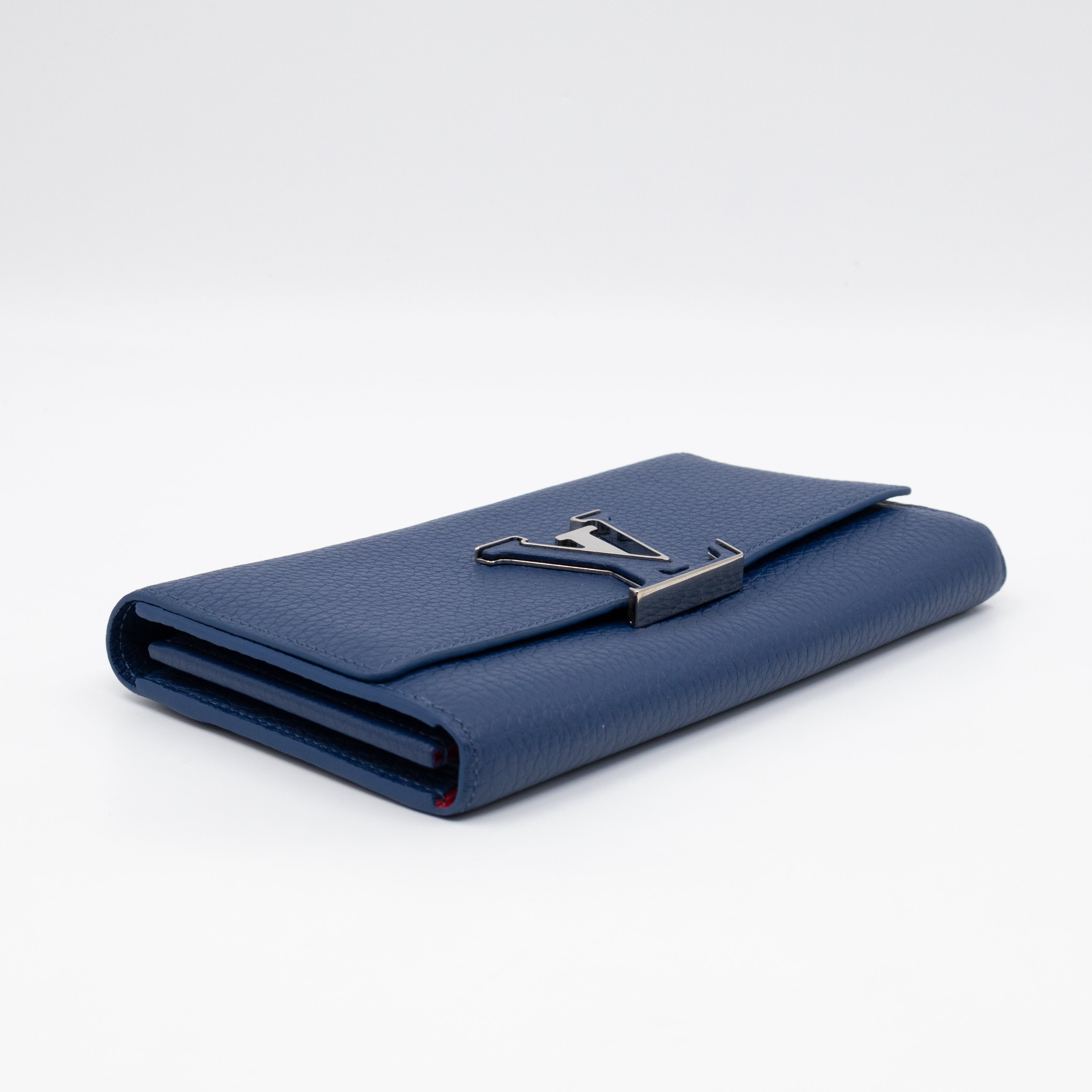 Capucines Wallet Blue Taurillon Leather