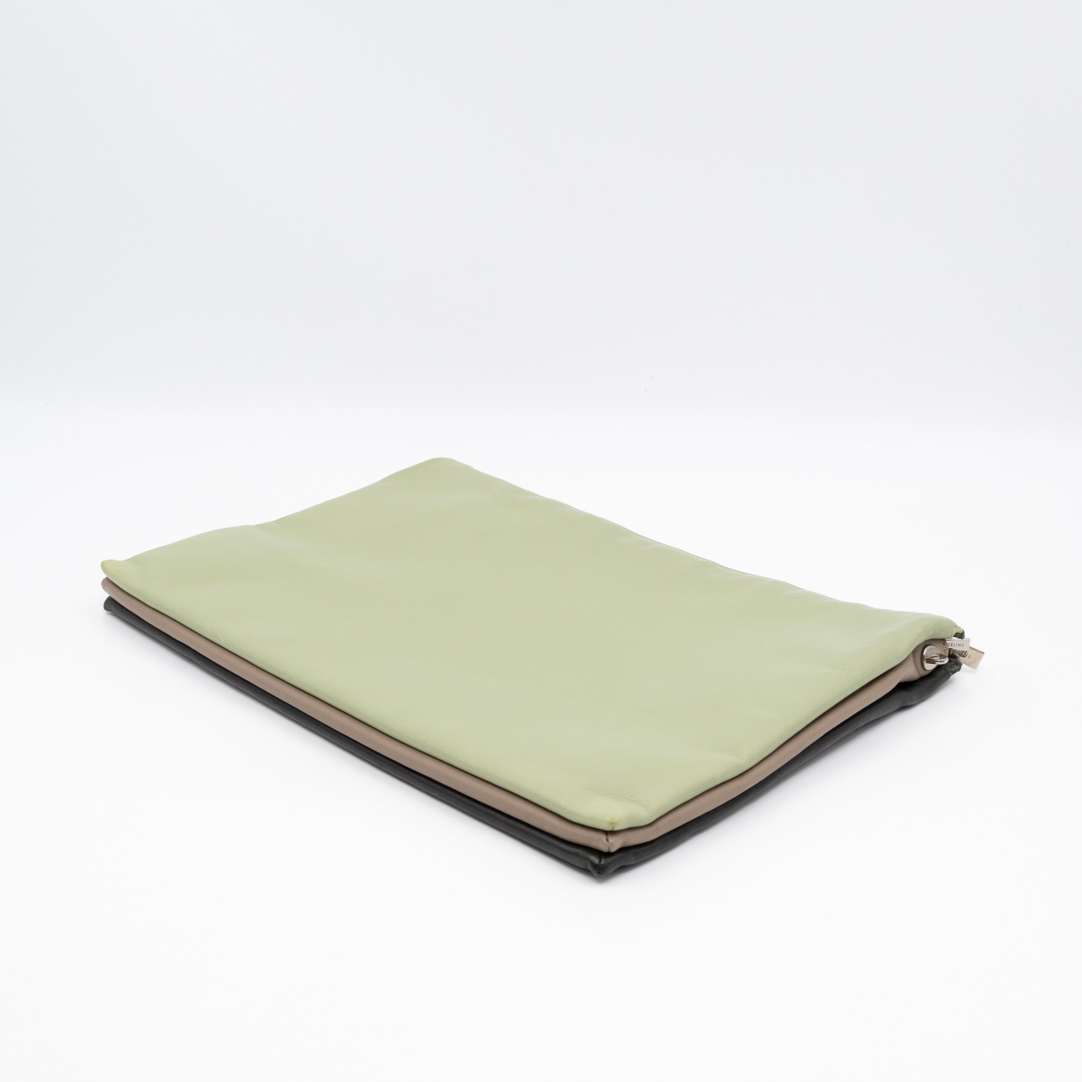 Soft Trio Zipped Bag Dark Green Leather