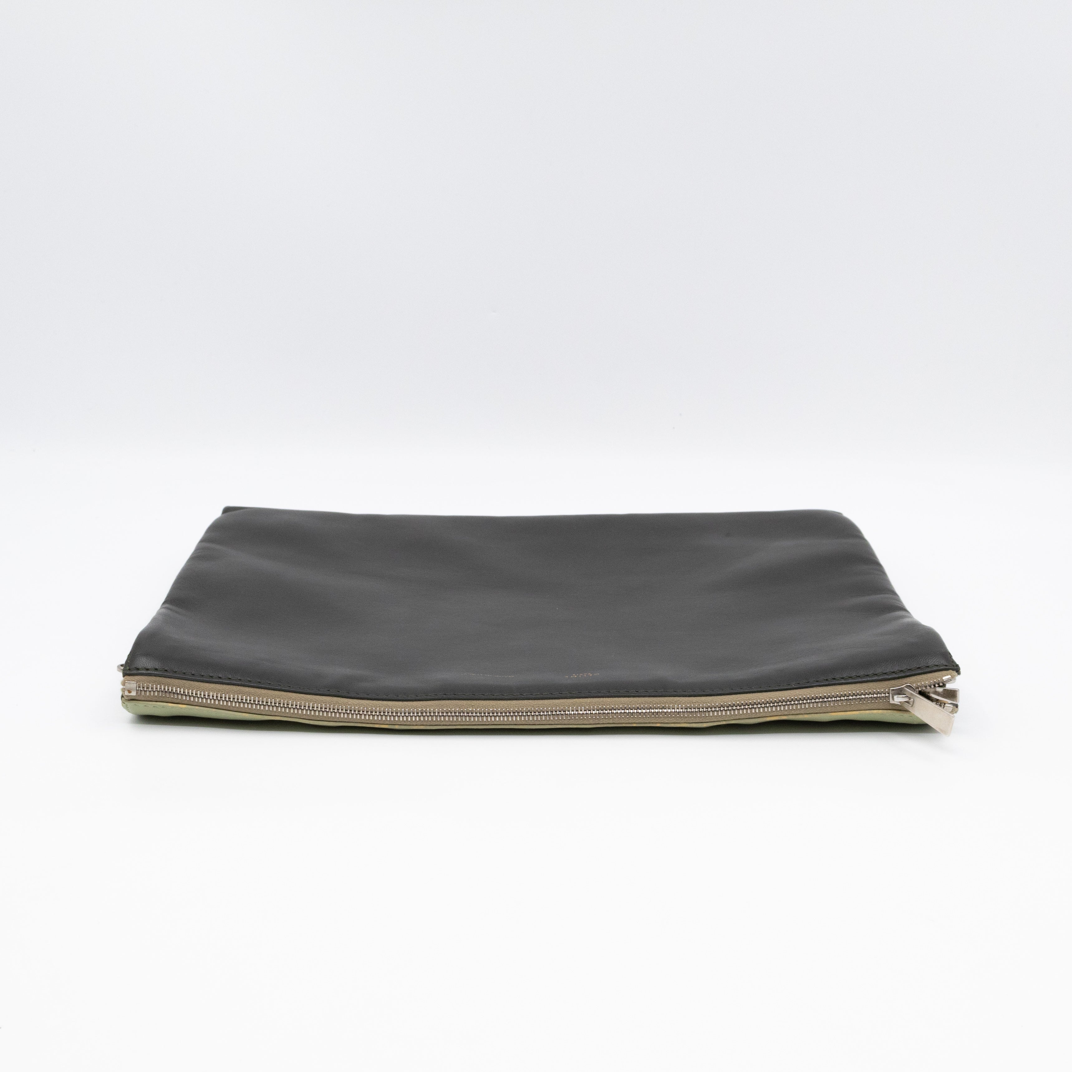 Soft Trio Zipped Bag Dark Green Leather