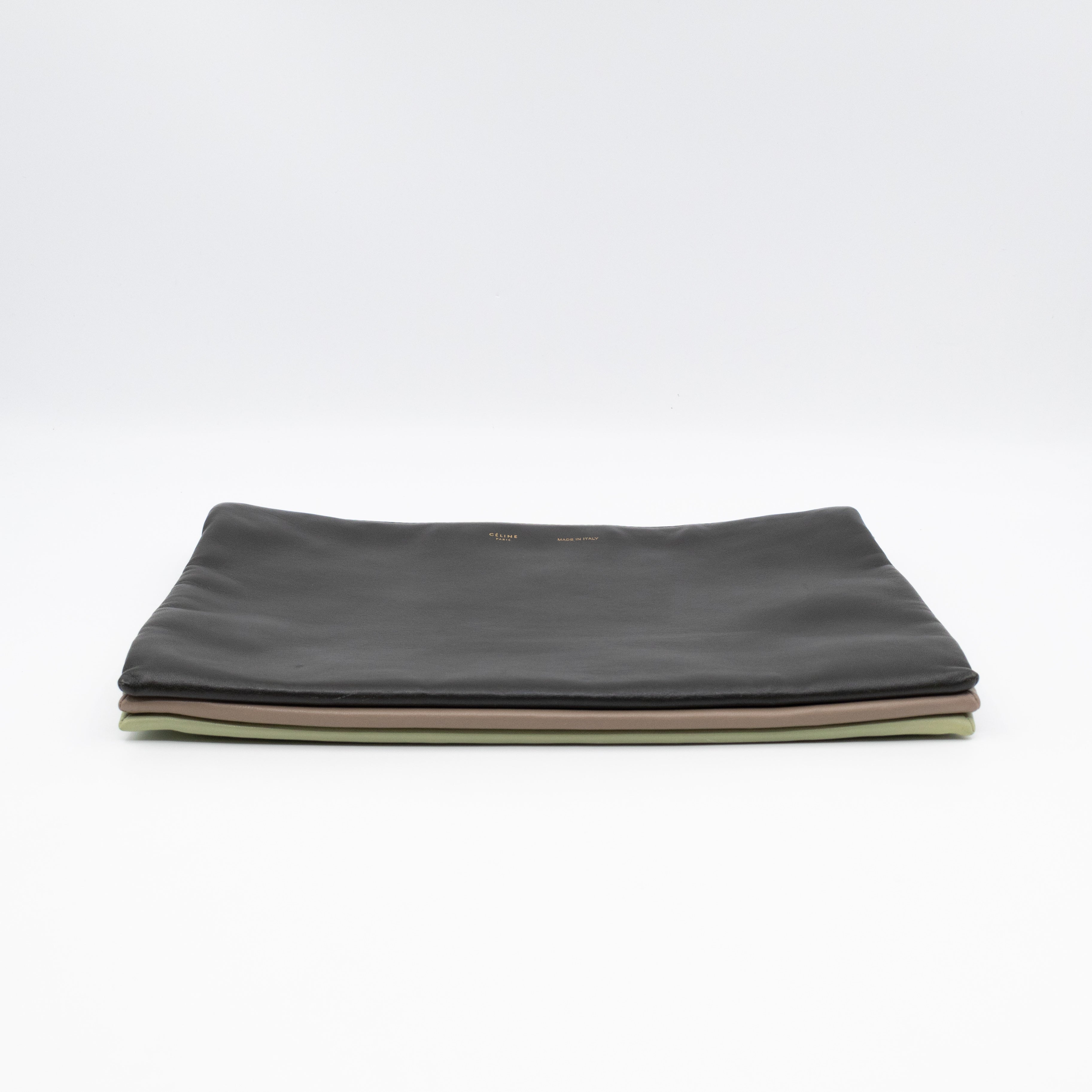 Soft Trio Zipped Bag Dark Green Leather
