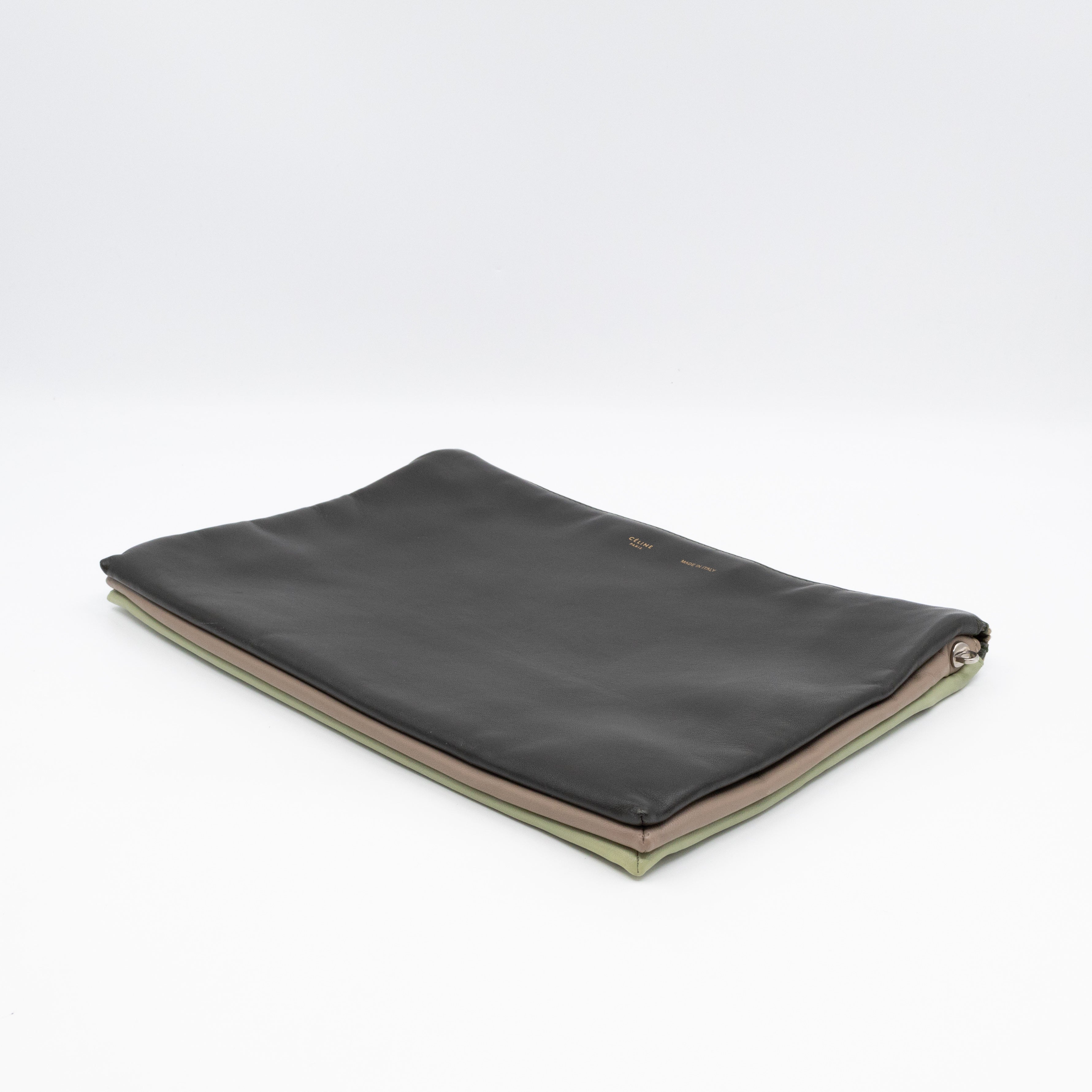Soft Trio Zipped Bag Dark Green Leather