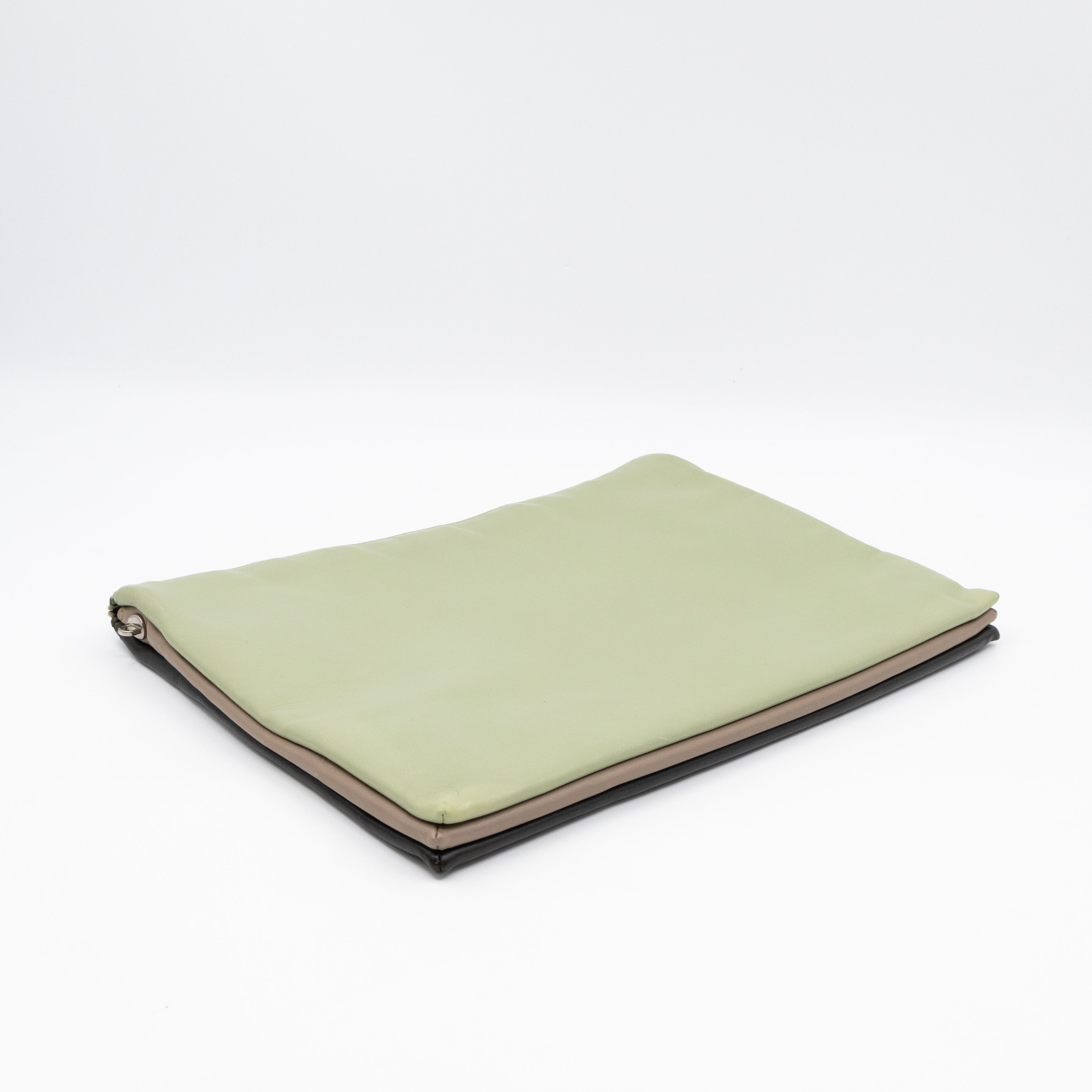 Soft Trio Zipped Bag Dark Green Leather