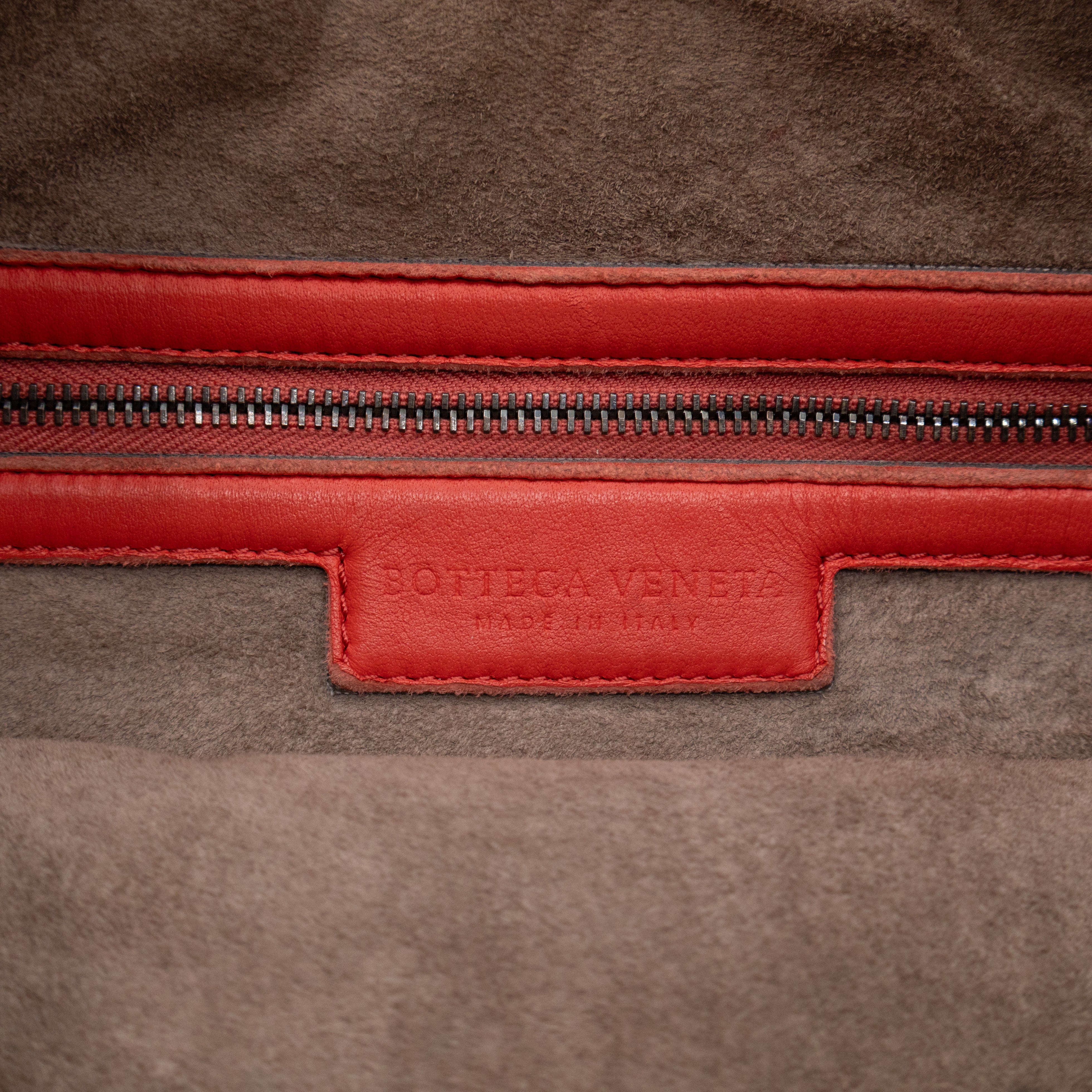 Veneta Hobo Bag Small Intrecciato Orange Leather