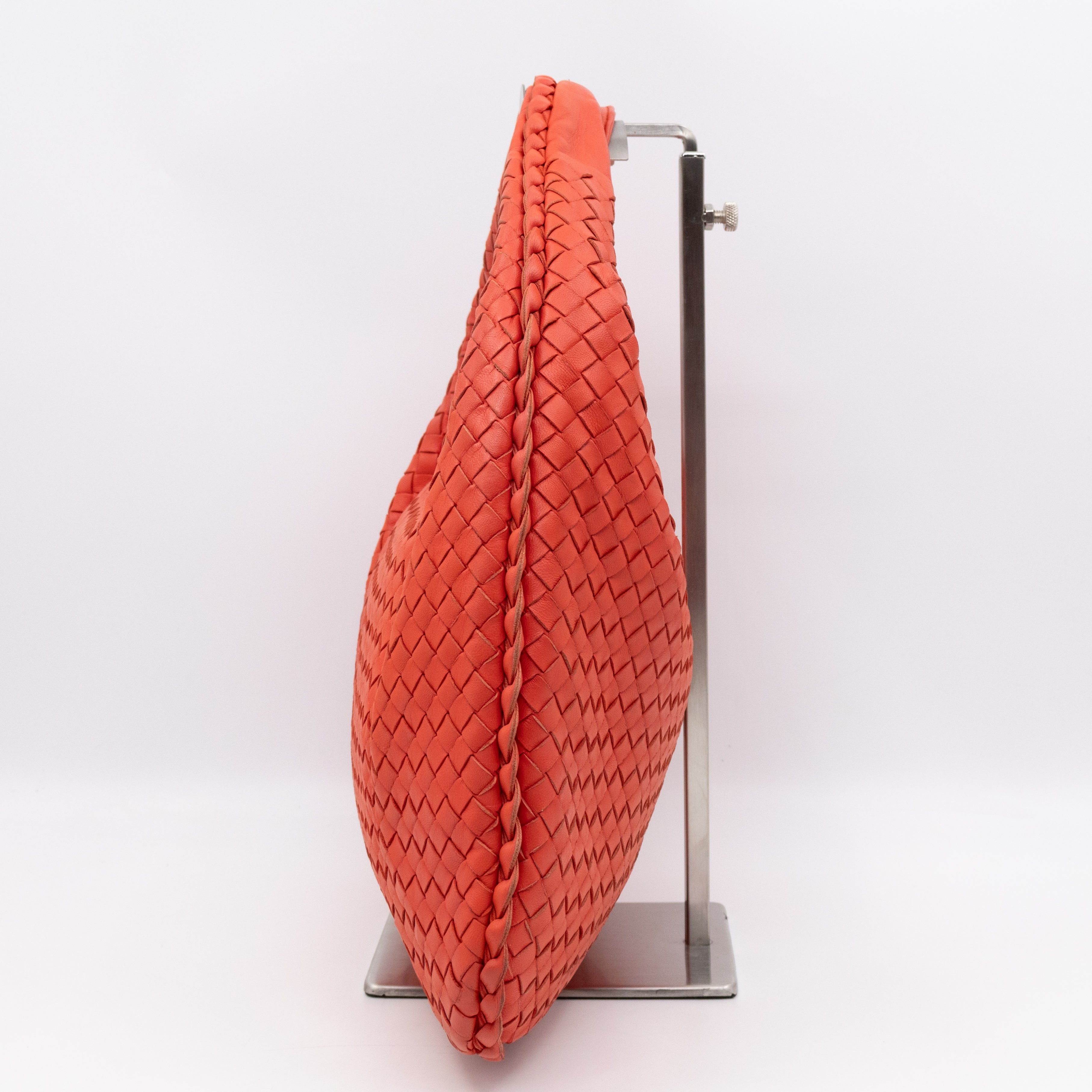 Veneta Hobo Bag Small Intrecciato Orange Leather