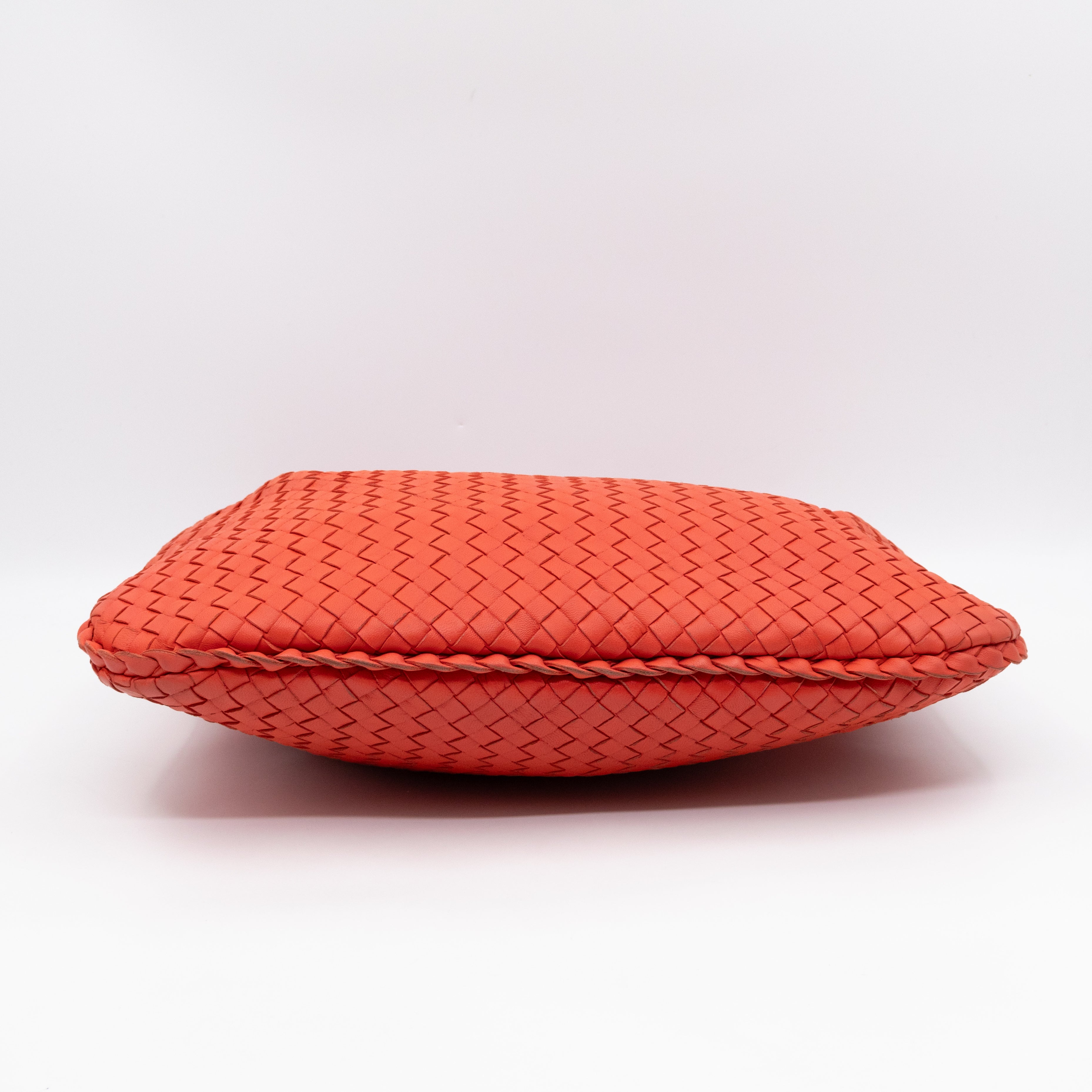 Veneta Hobo Bag Small Intrecciato Orange Leather