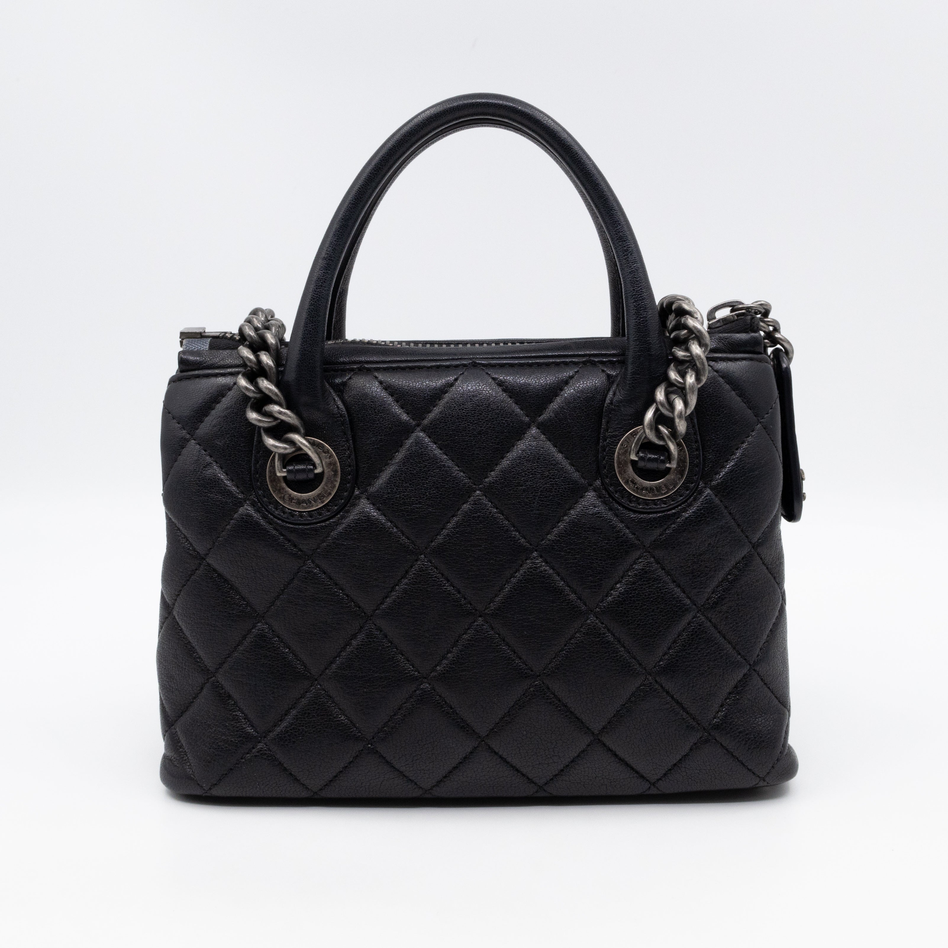 Small Boy Chained Tote Black Quilted Calfskin