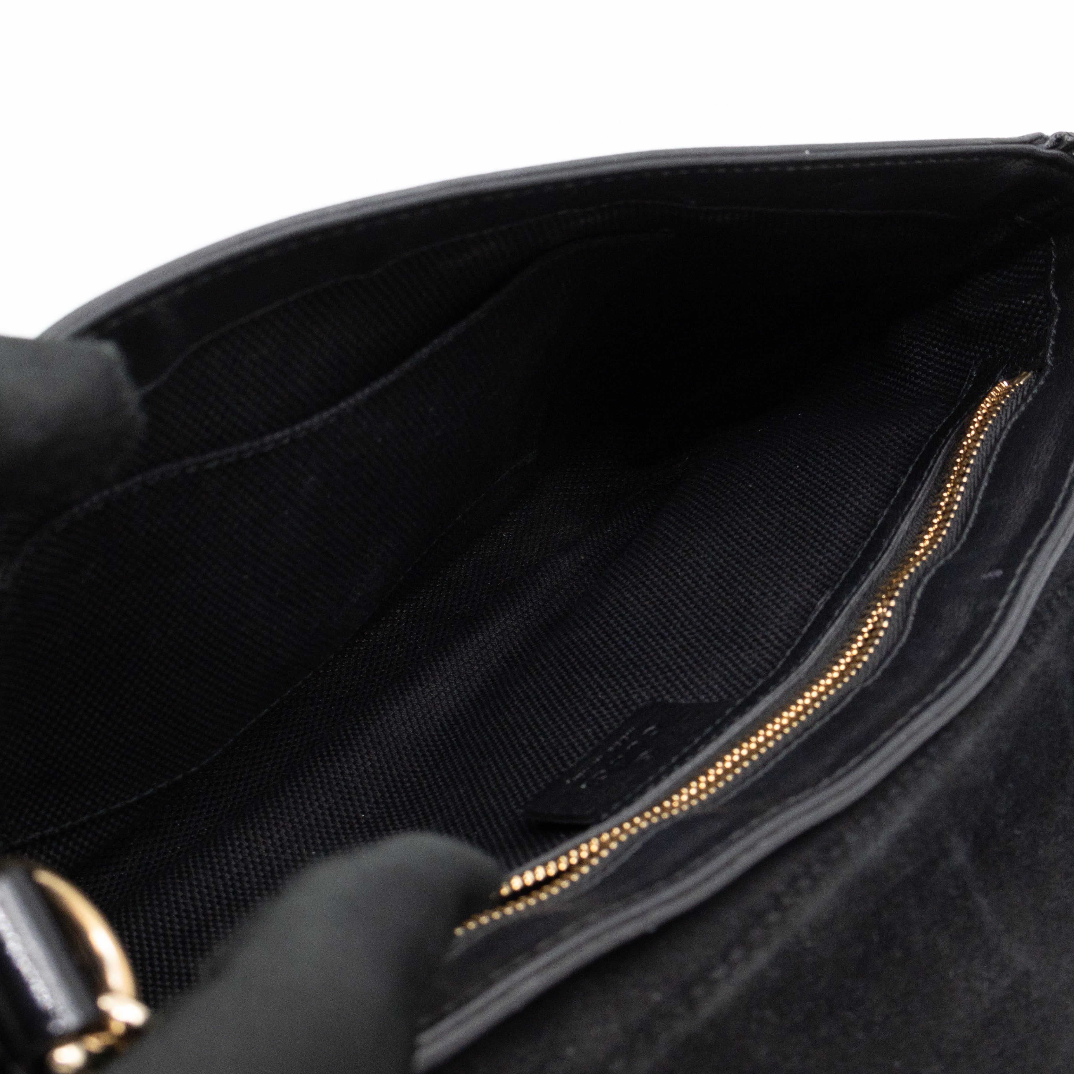 Soho Medium Flap Chain Bag Black Patent Leather