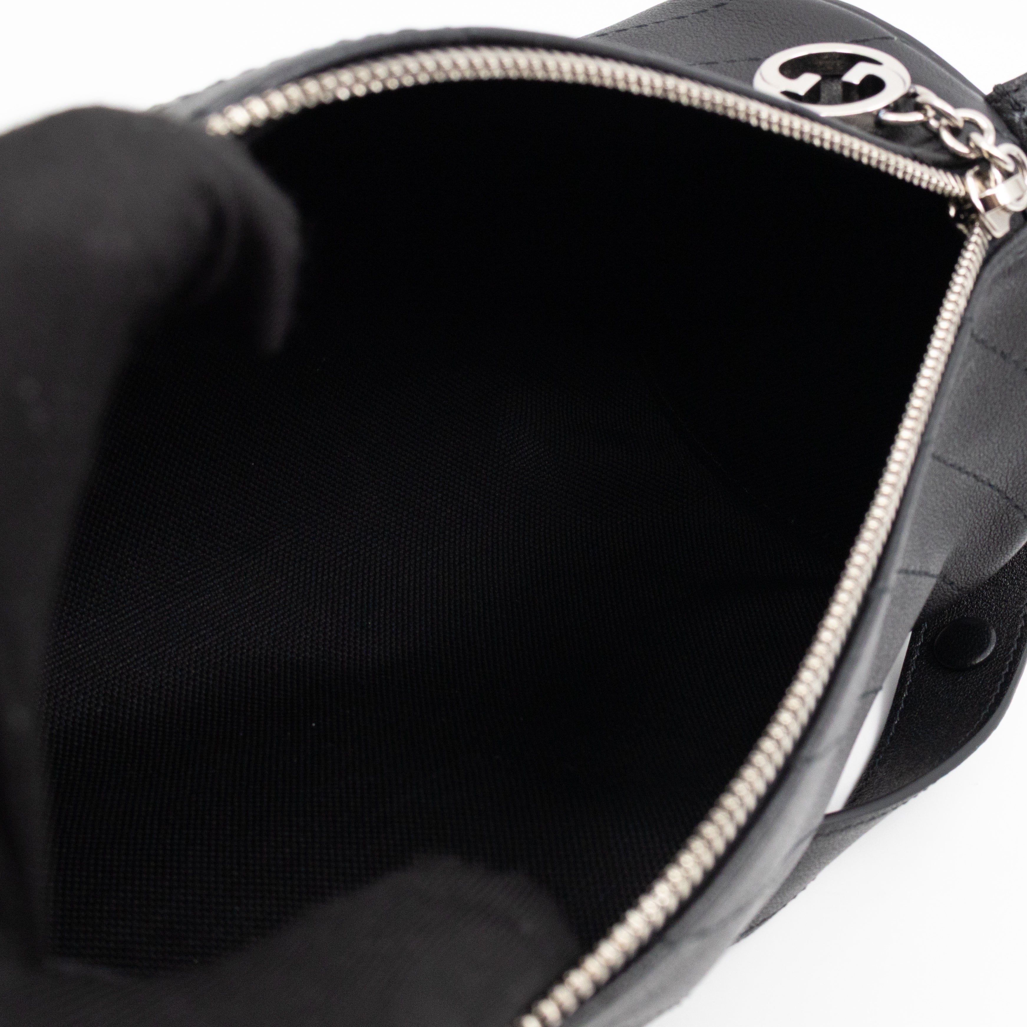 Small Blondie Shoulder Bag Diagonal Quilted Black Leather