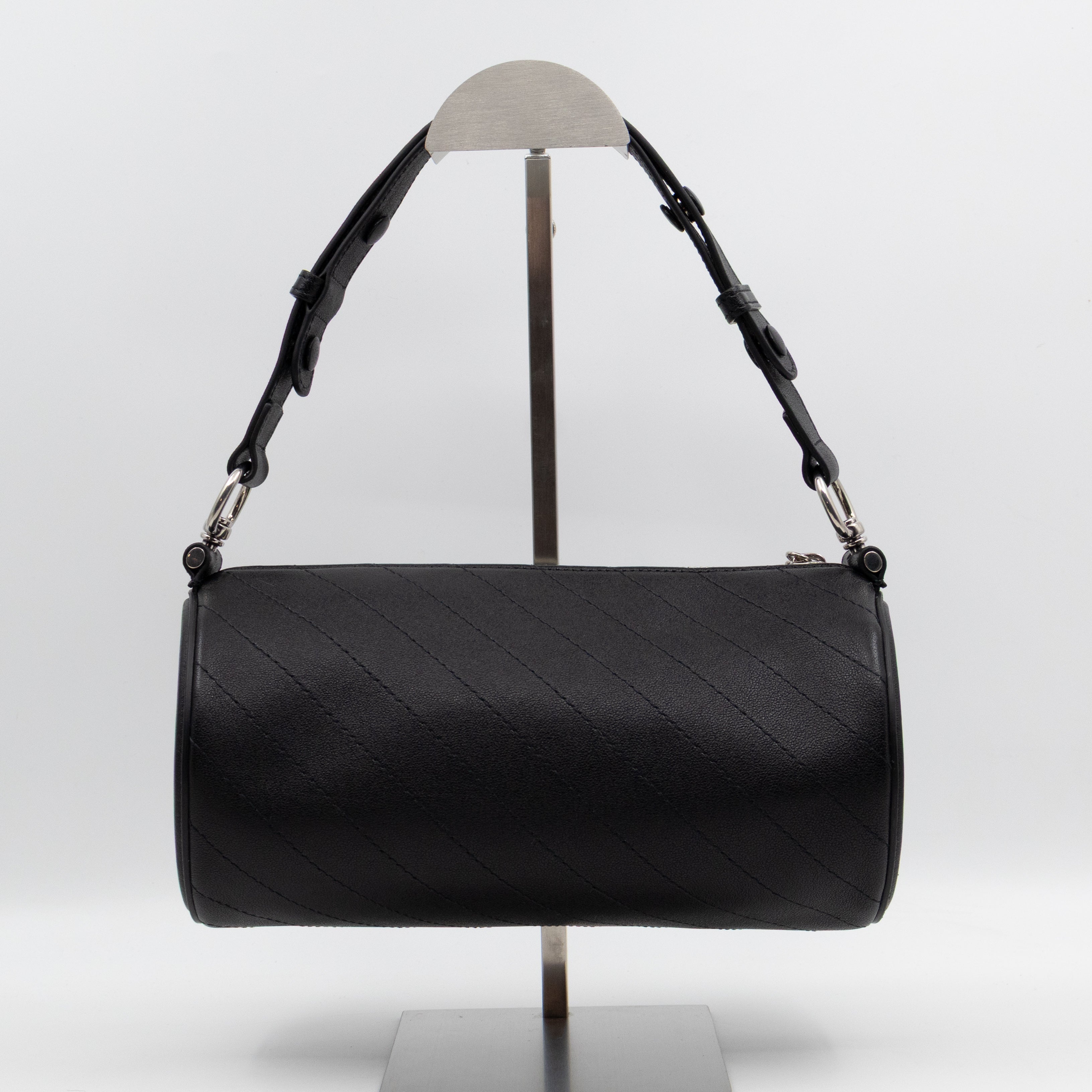 Small Blondie Shoulder Bag Diagonal Quilted Black Leather
