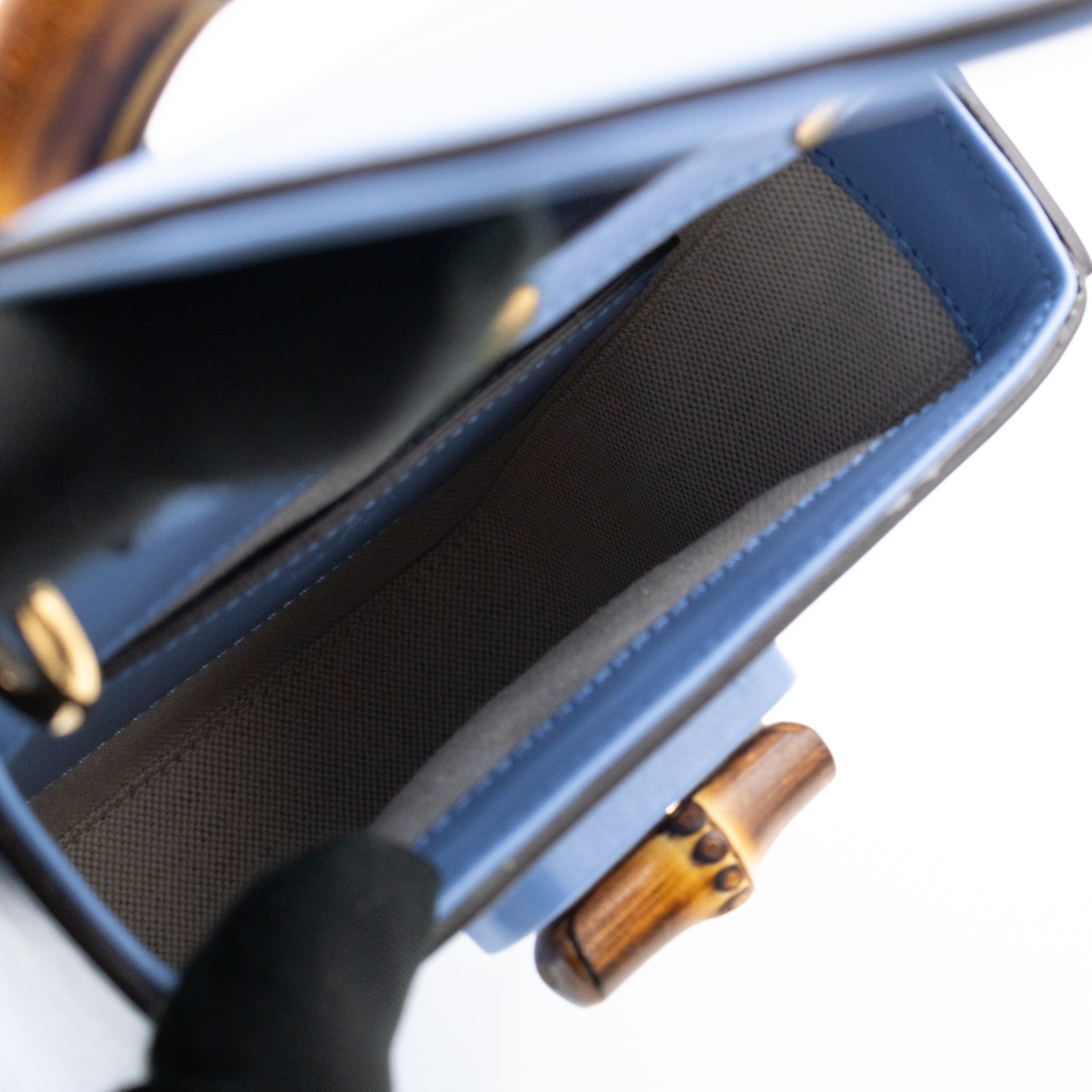 Mini Bamboo Top Handle 3-way Bag Light Blue Leather