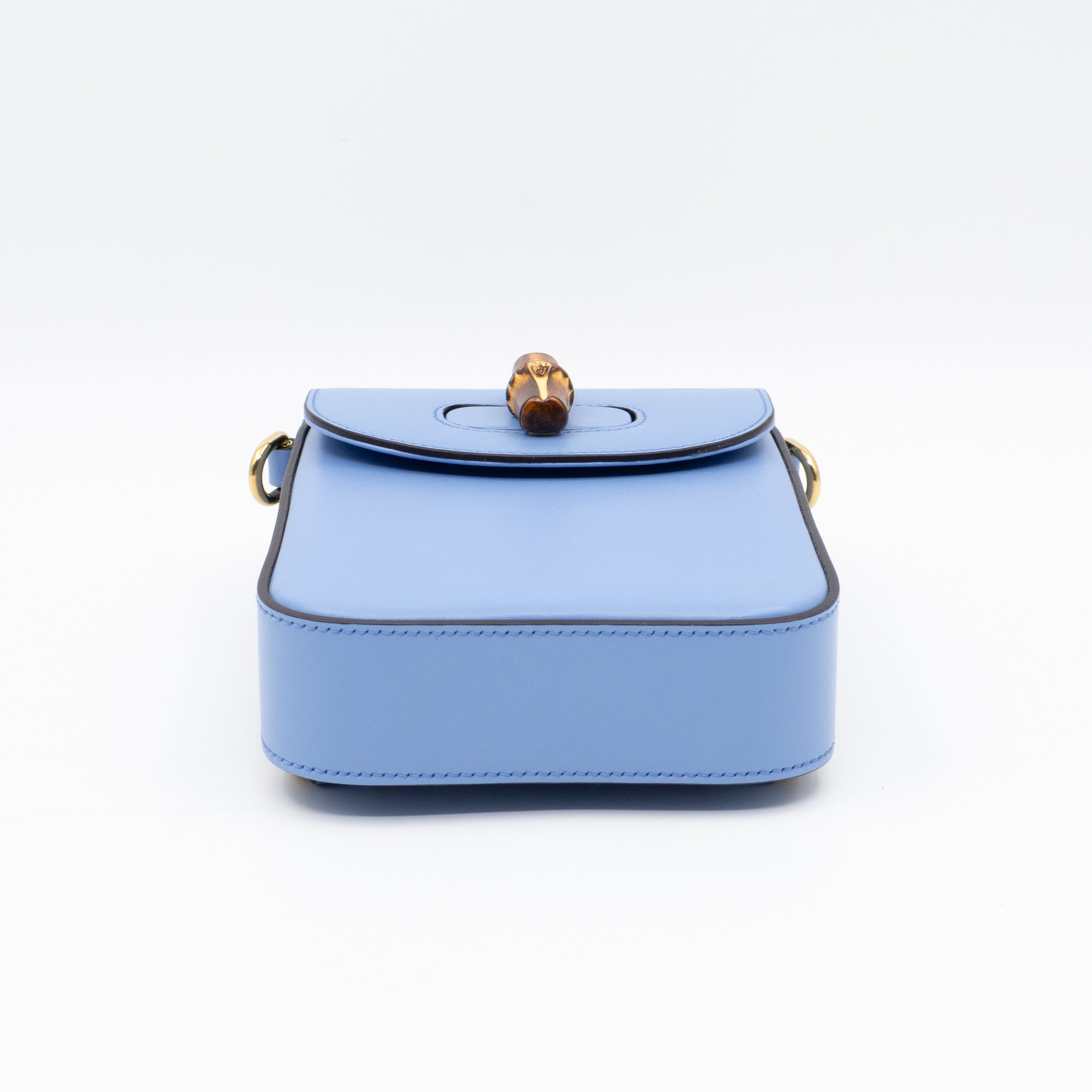 Mini Bamboo Top Handle 3-way Bag Light Blue Leather