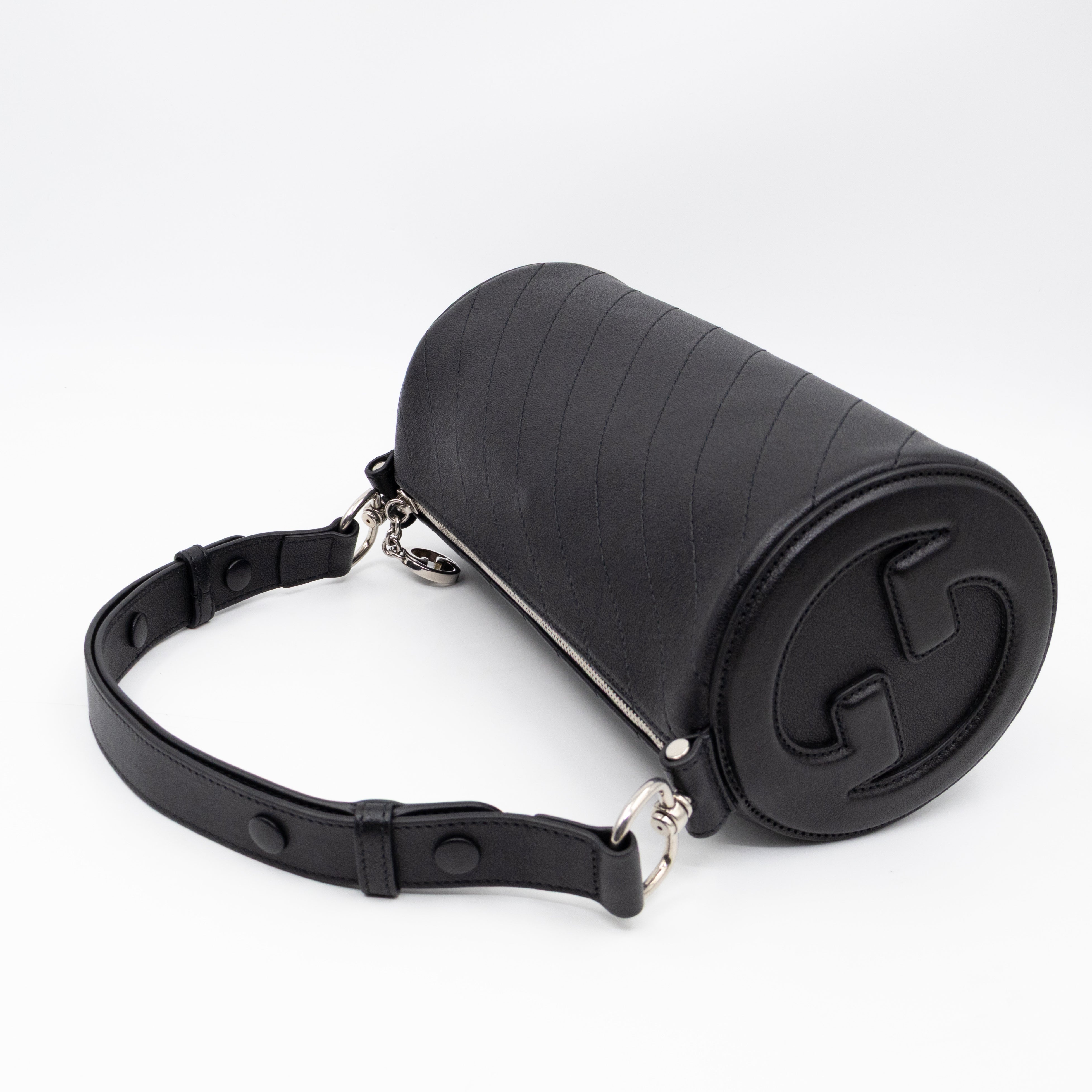 Small Blondie Shoulder Bag Black Diagonal Quilted Leather