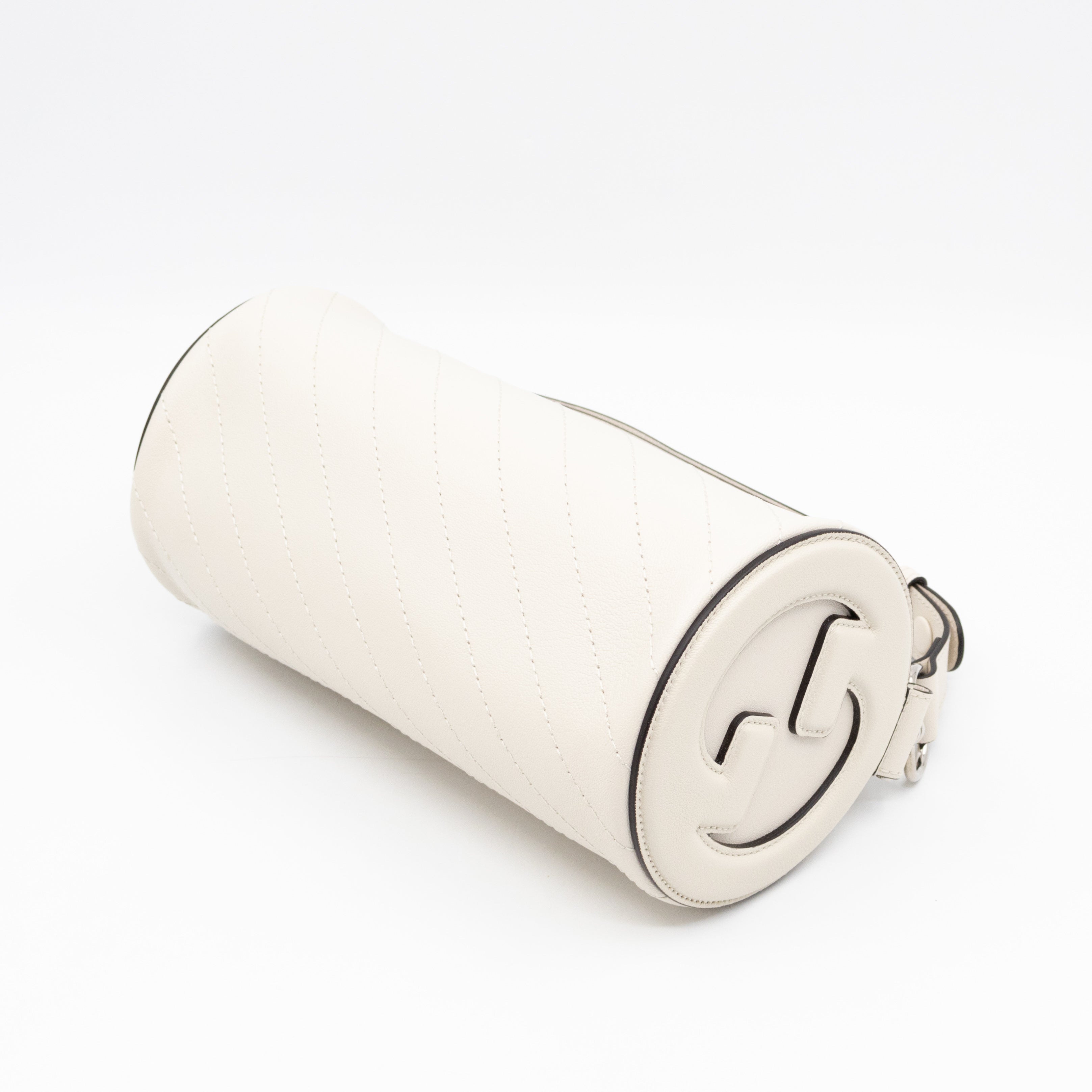 Small Blondie Shoulder Bag Diagonal Quilted White Leather