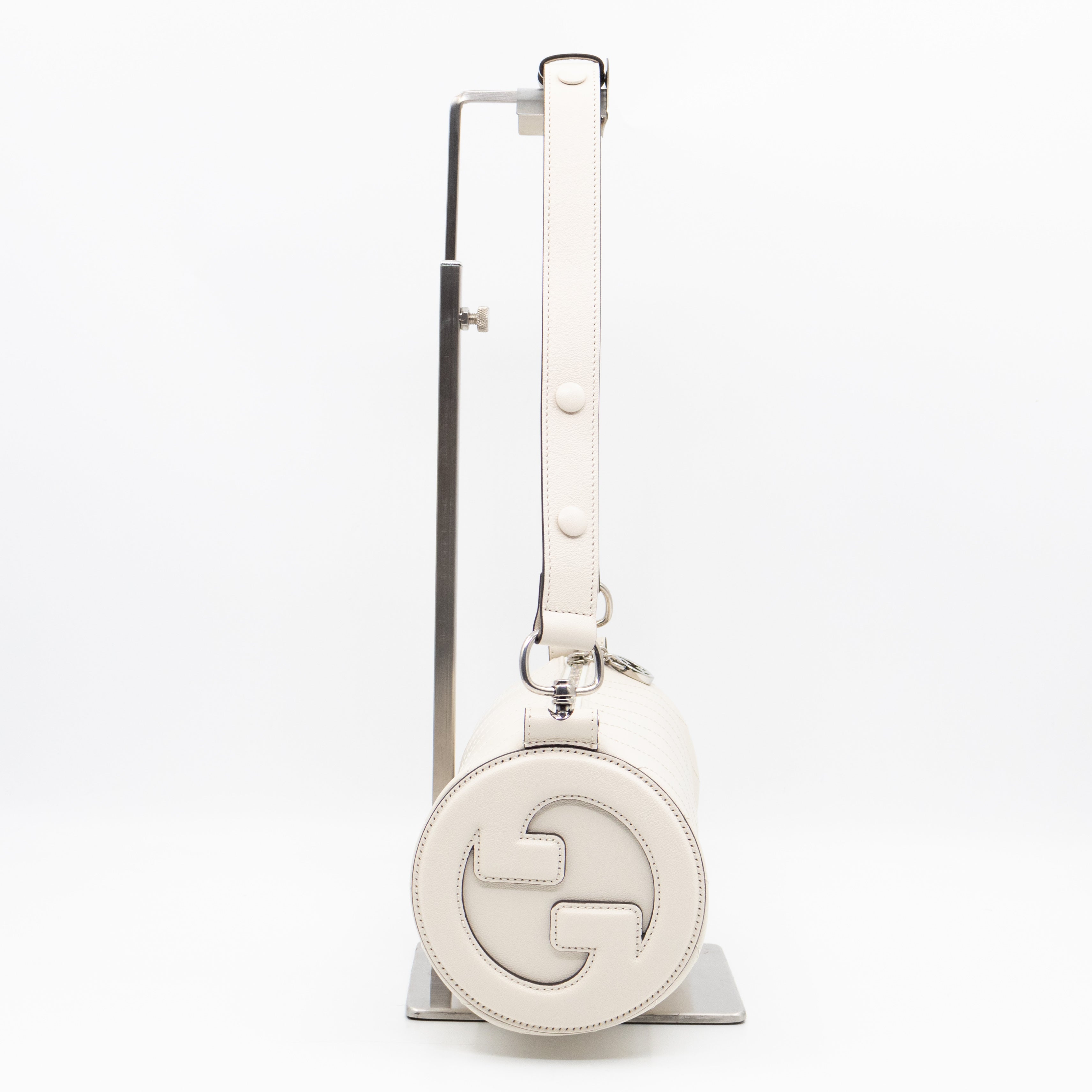 Small Blondie Shoulder Bag Diagonal Quilted White Leather