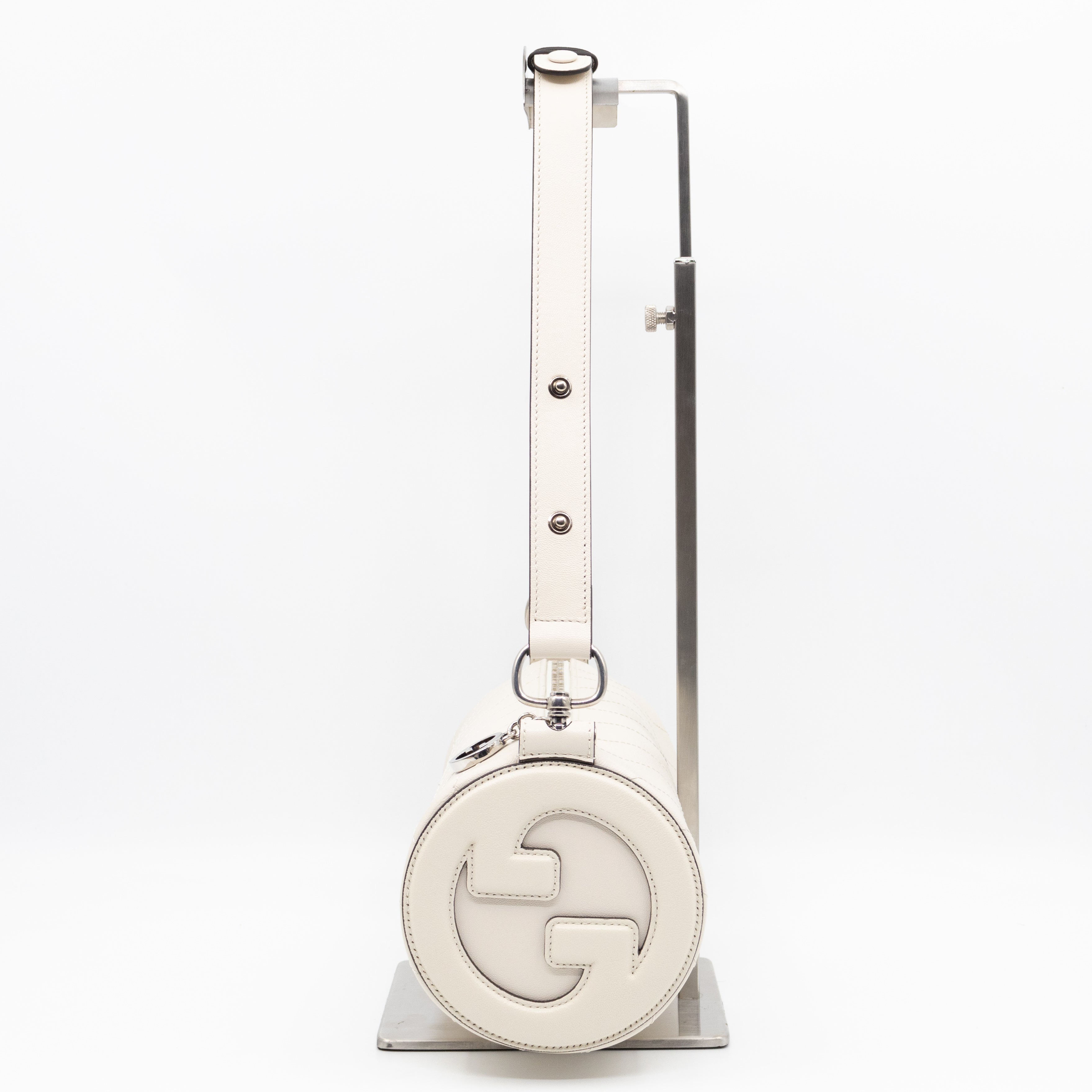 Small Blondie Shoulder Bag Diagonal Quilted White Leather