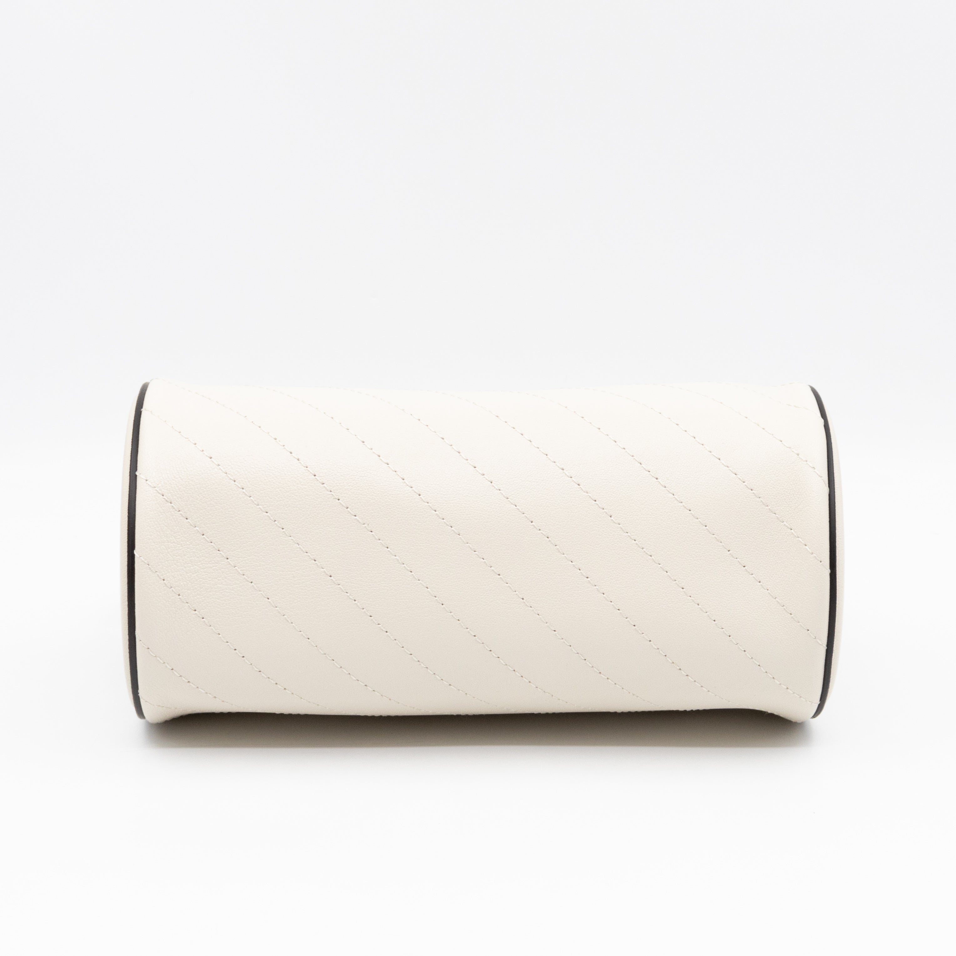 Small Blondie Shoulder Bag Diagonal Quilted White Leather