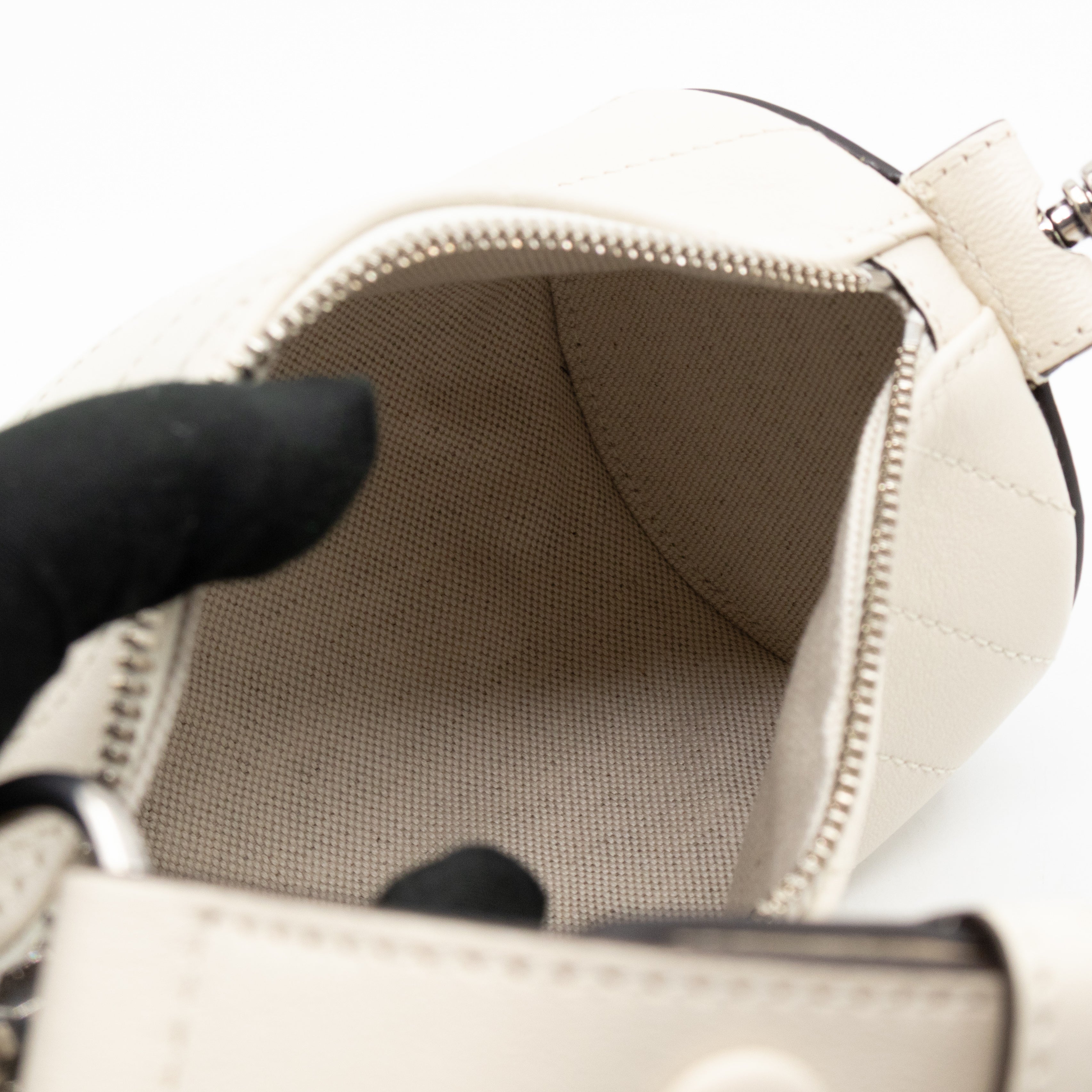 Mini Blondie Shoulder Bag White Diagonal Quilted Leather