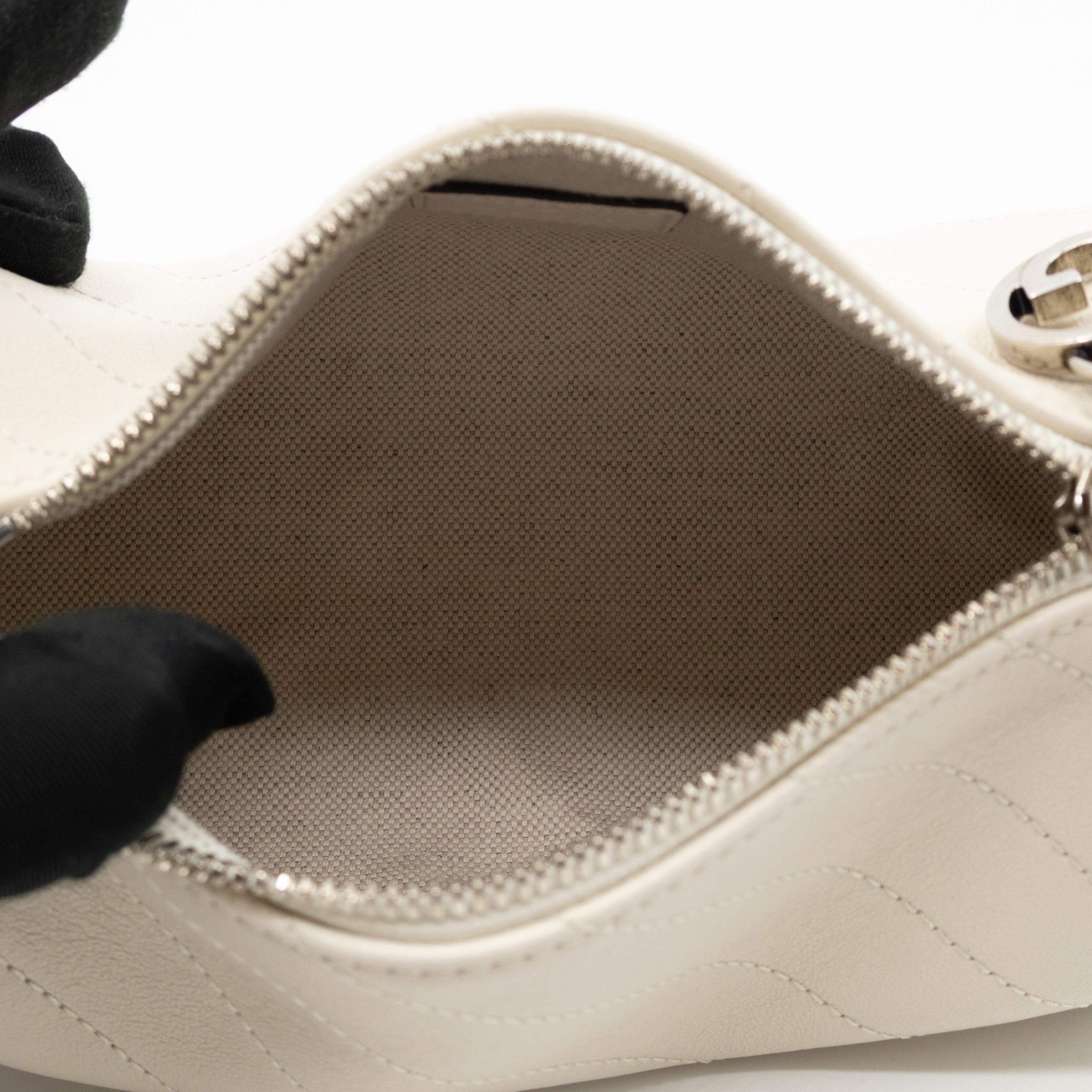 Mini Blondie Shoulder Bag White Diagonal Quilted Leather