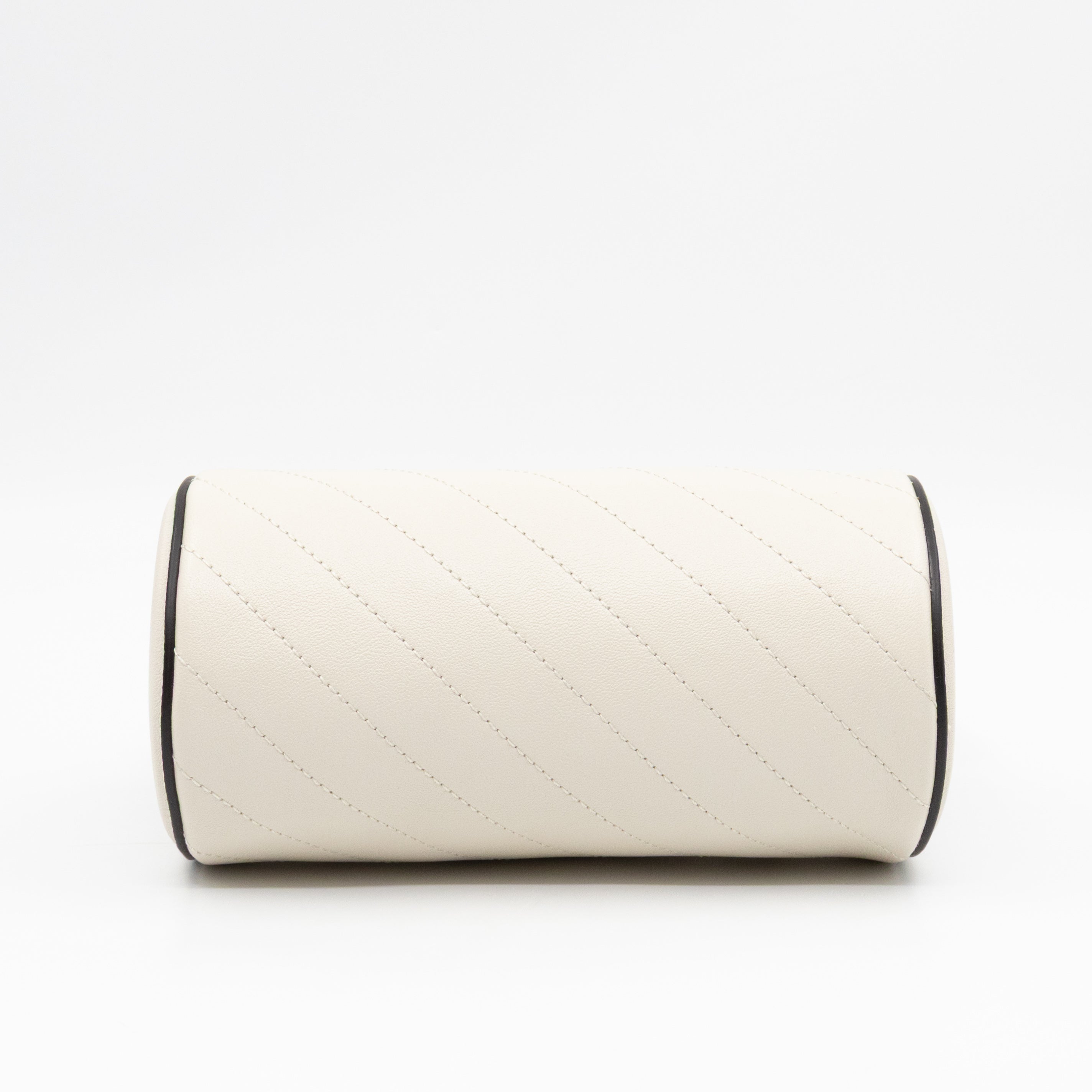 Mini Blondie Shoulder Bag White Diagonal Quilted Leather