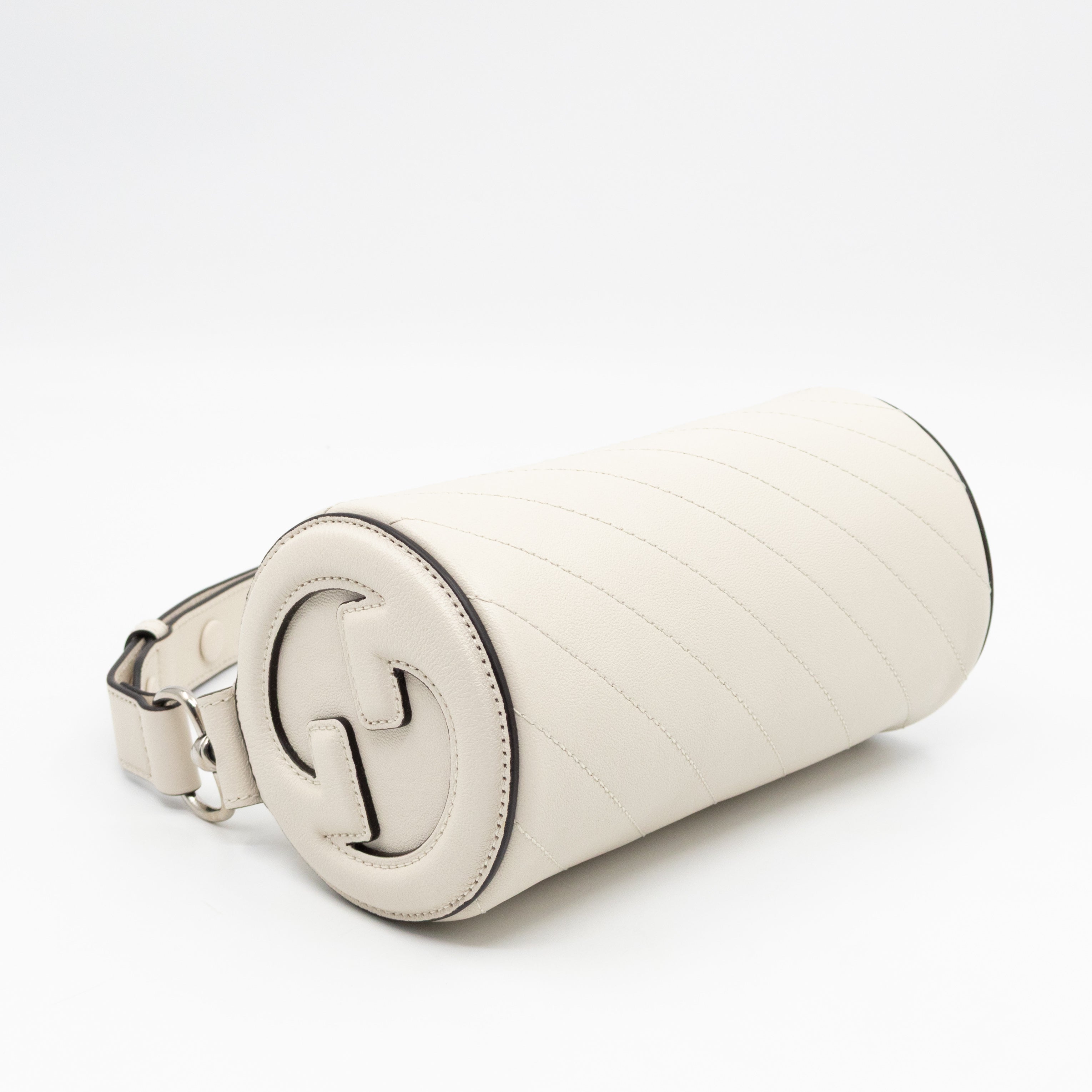Mini Blondie Shoulder Bag White Diagonal Quilted Leather