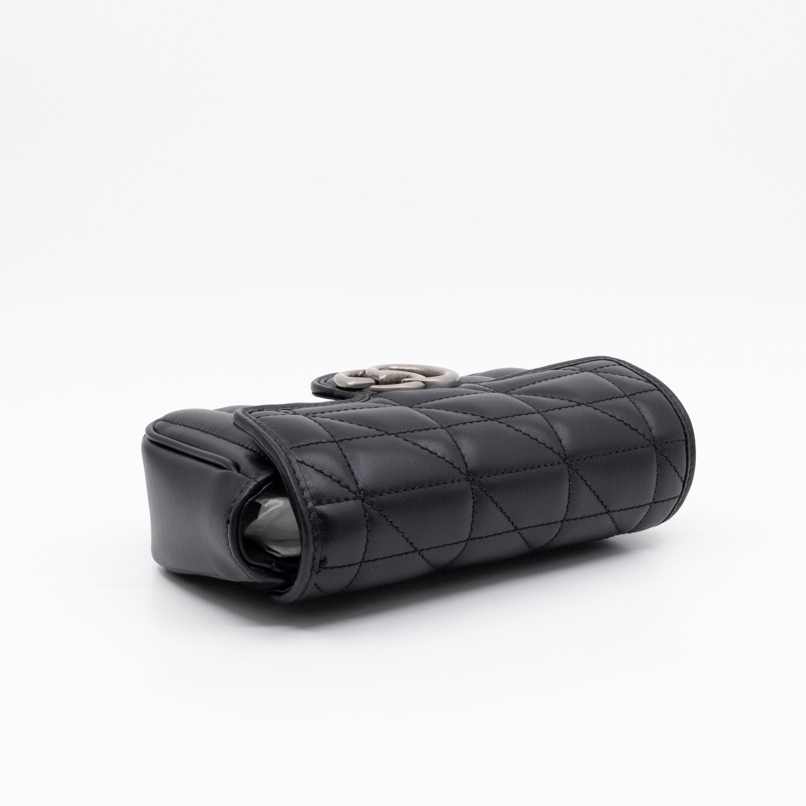 GG Marmont Flap Matelassé Super Mini Black Leather