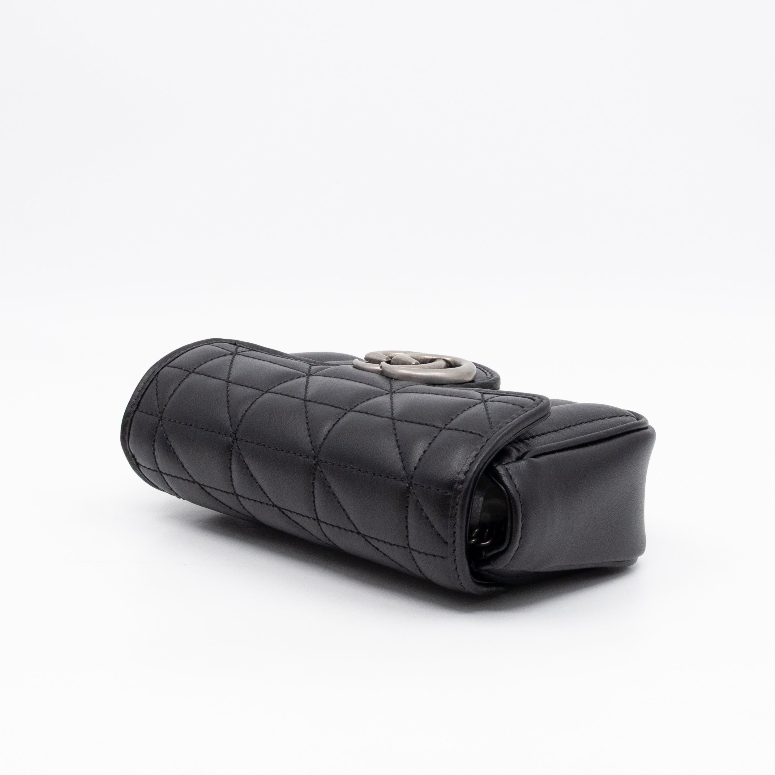GG Marmont Flap Matelassé Super Mini Black Leather