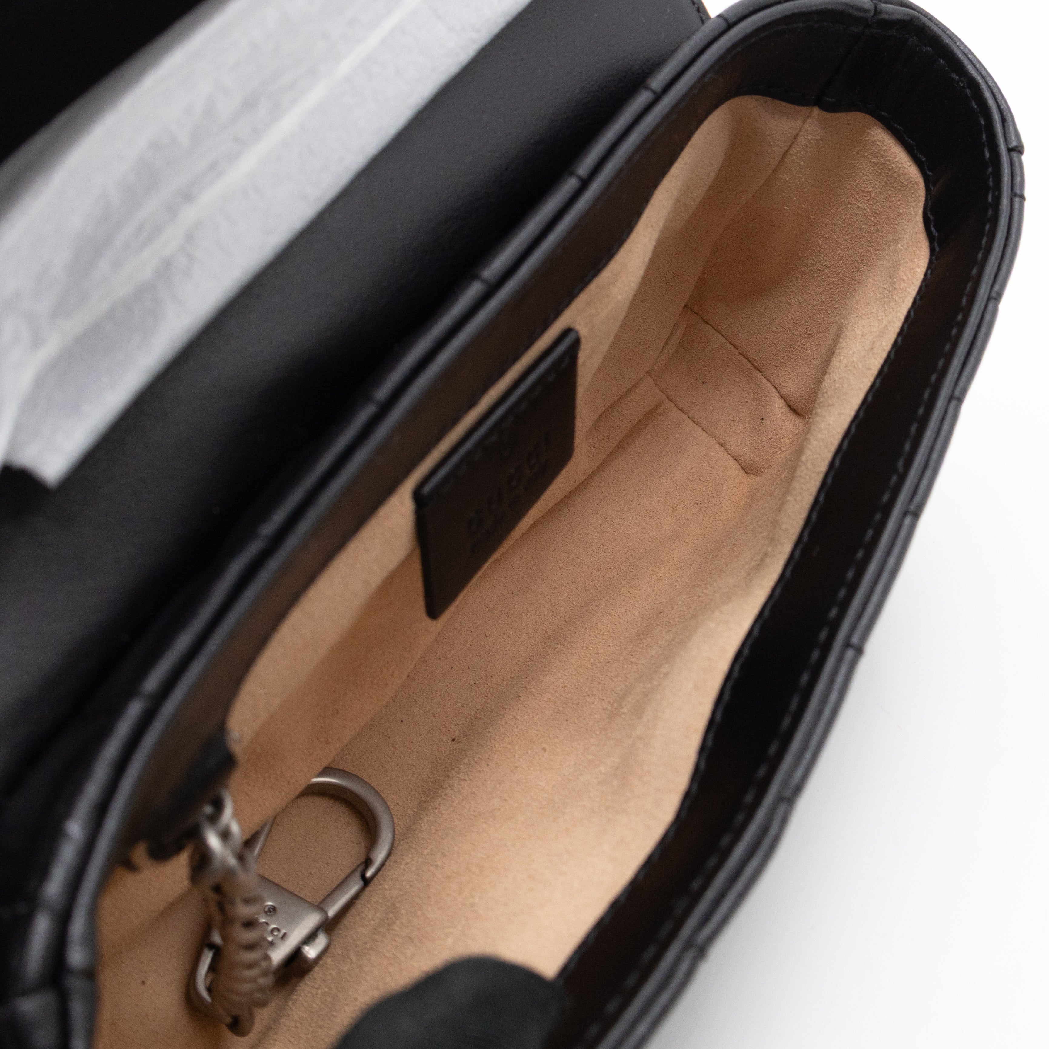 GG Marmont Flap Matelassé Super Mini Black Leather