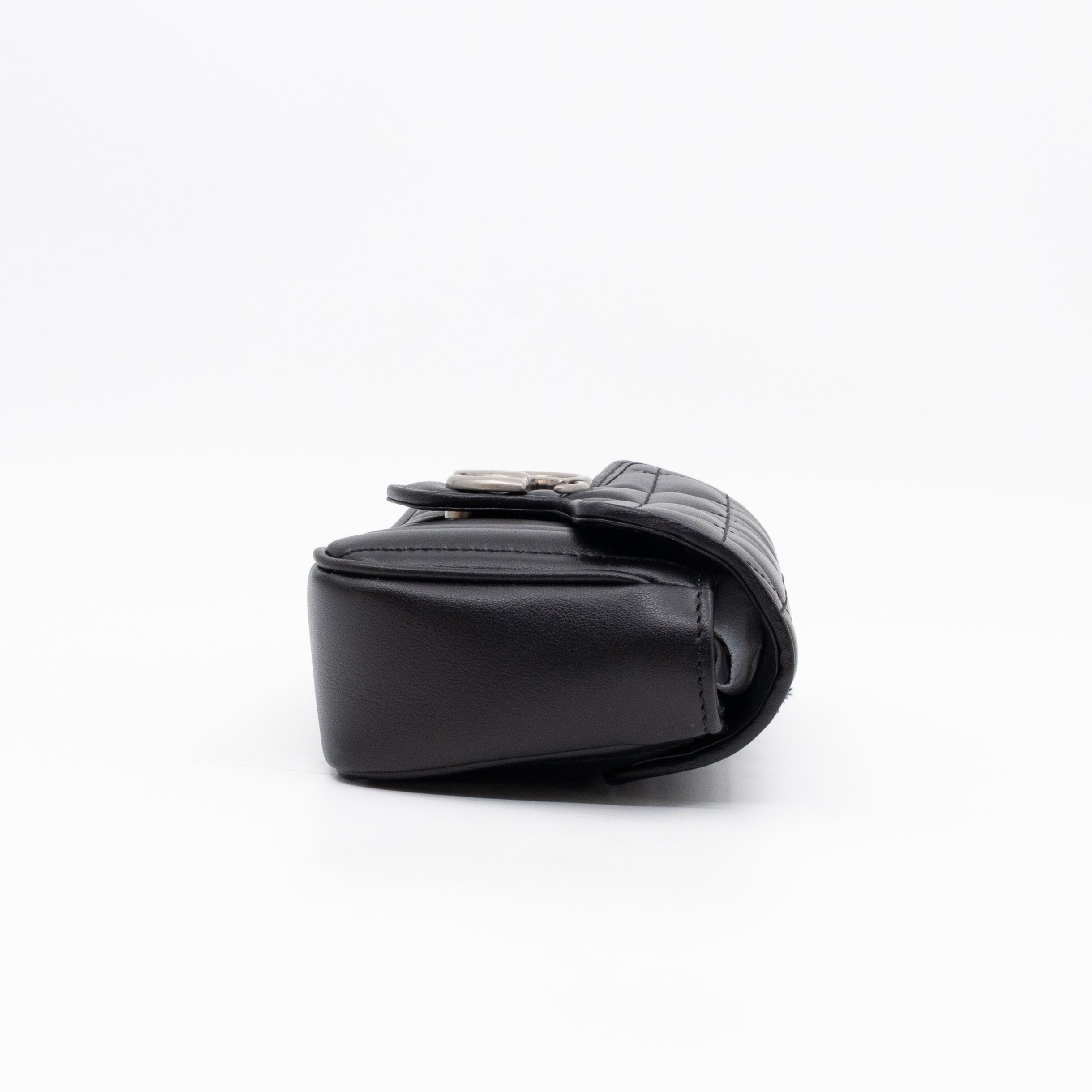 GG Marmont Flap Matelassé Super Mini Black Leather